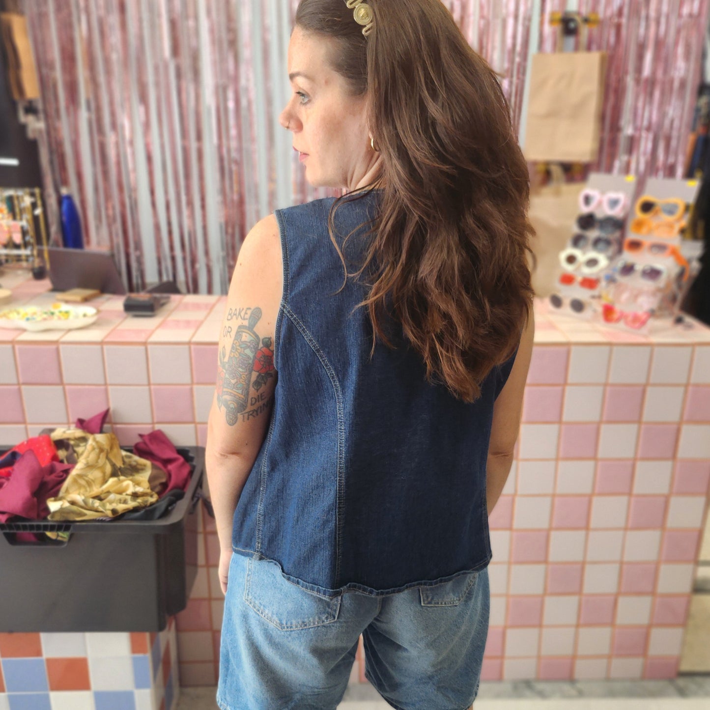 Denim Studded Vest