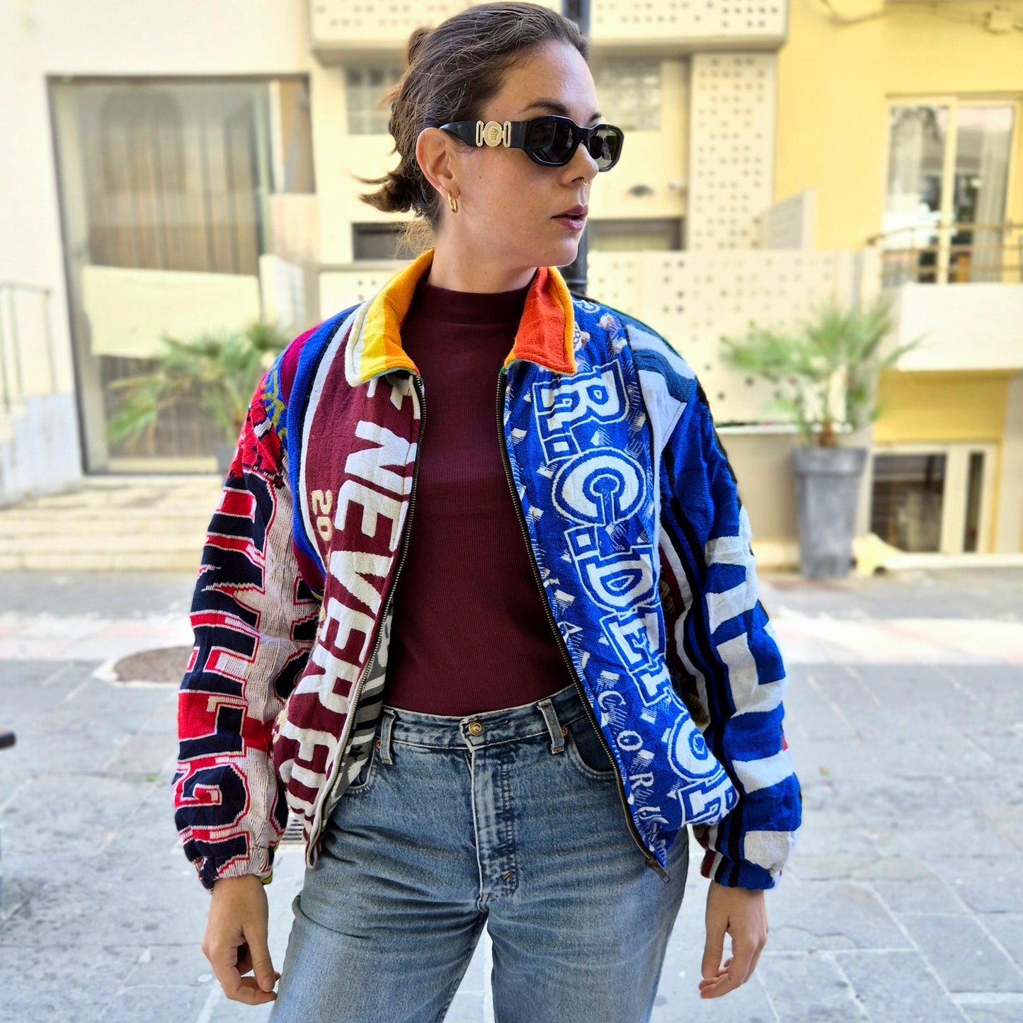 Reworked Sports Scarves Jacket