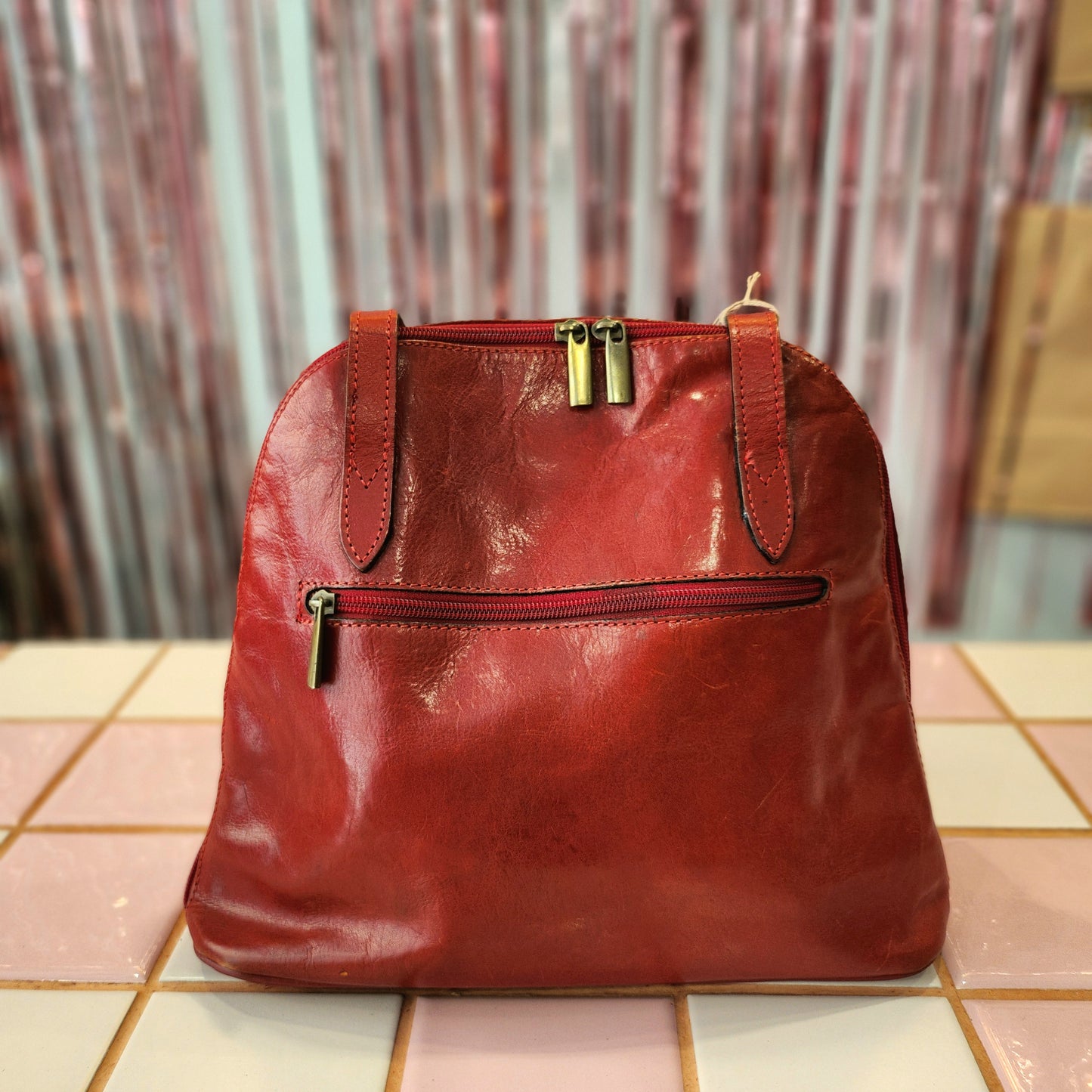 Red Leather Shoulder Bag