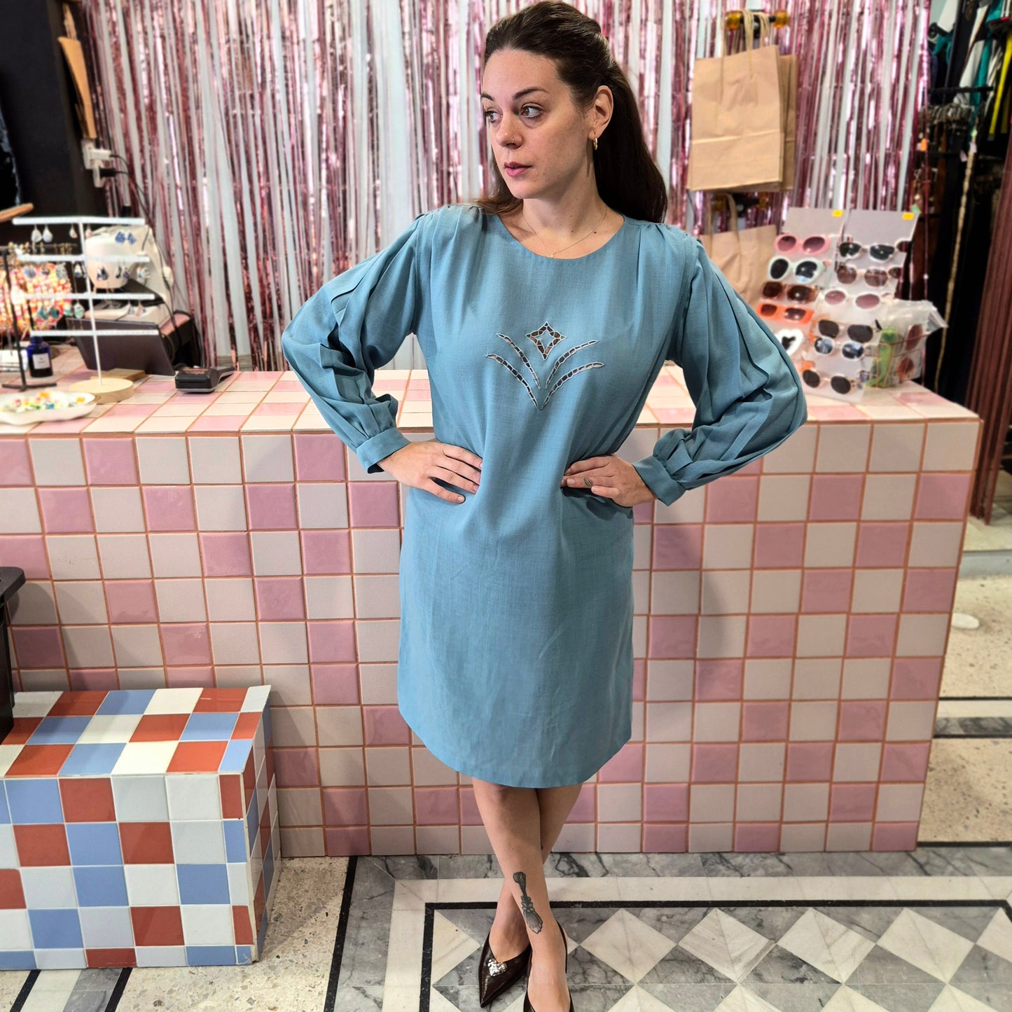 Gorgeous Vintage Dress with Puffy Sleeves