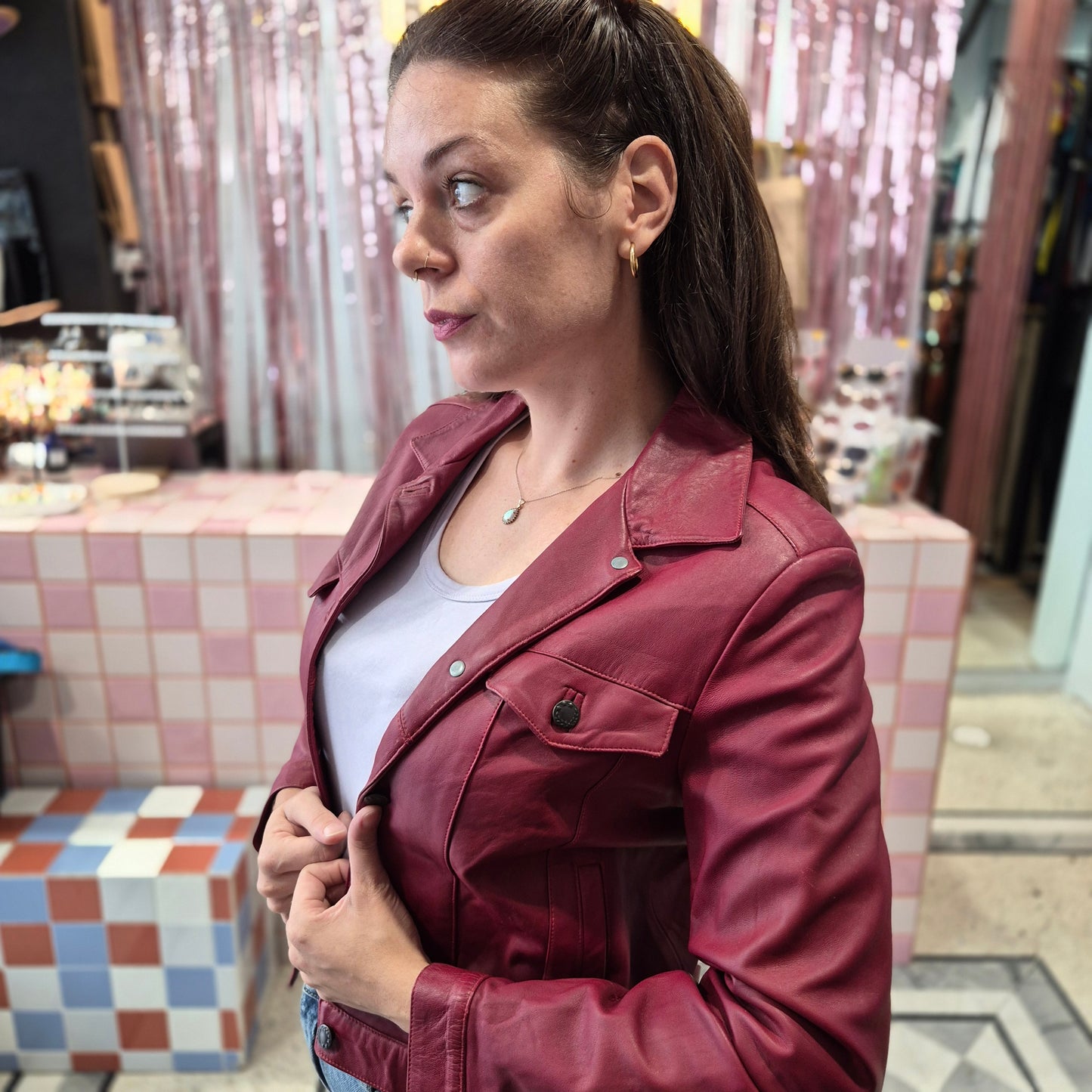 Cropped Burgundy Jacket