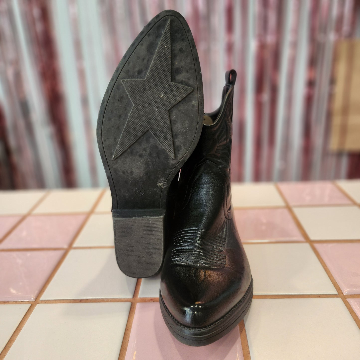 Black Leather half Boot