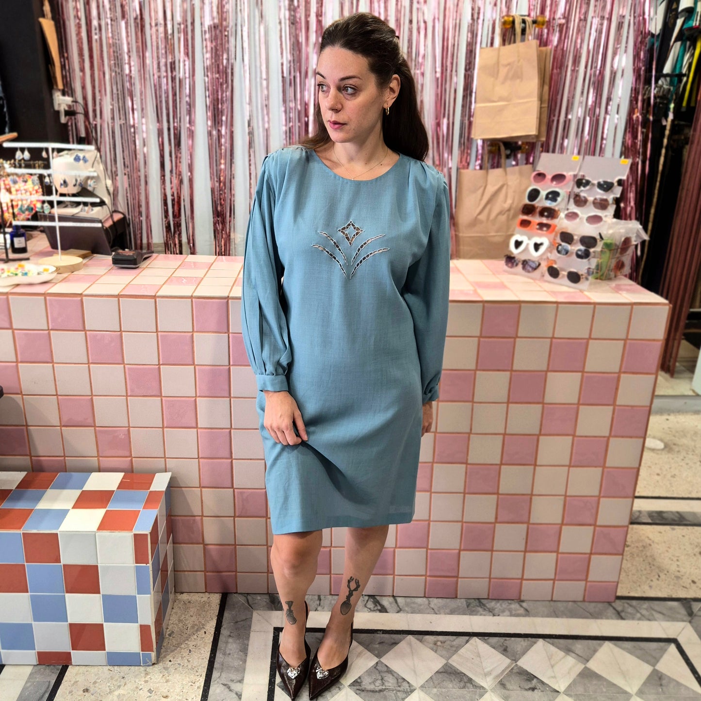 Gorgeous Vintage Dress with Puffy Sleeves