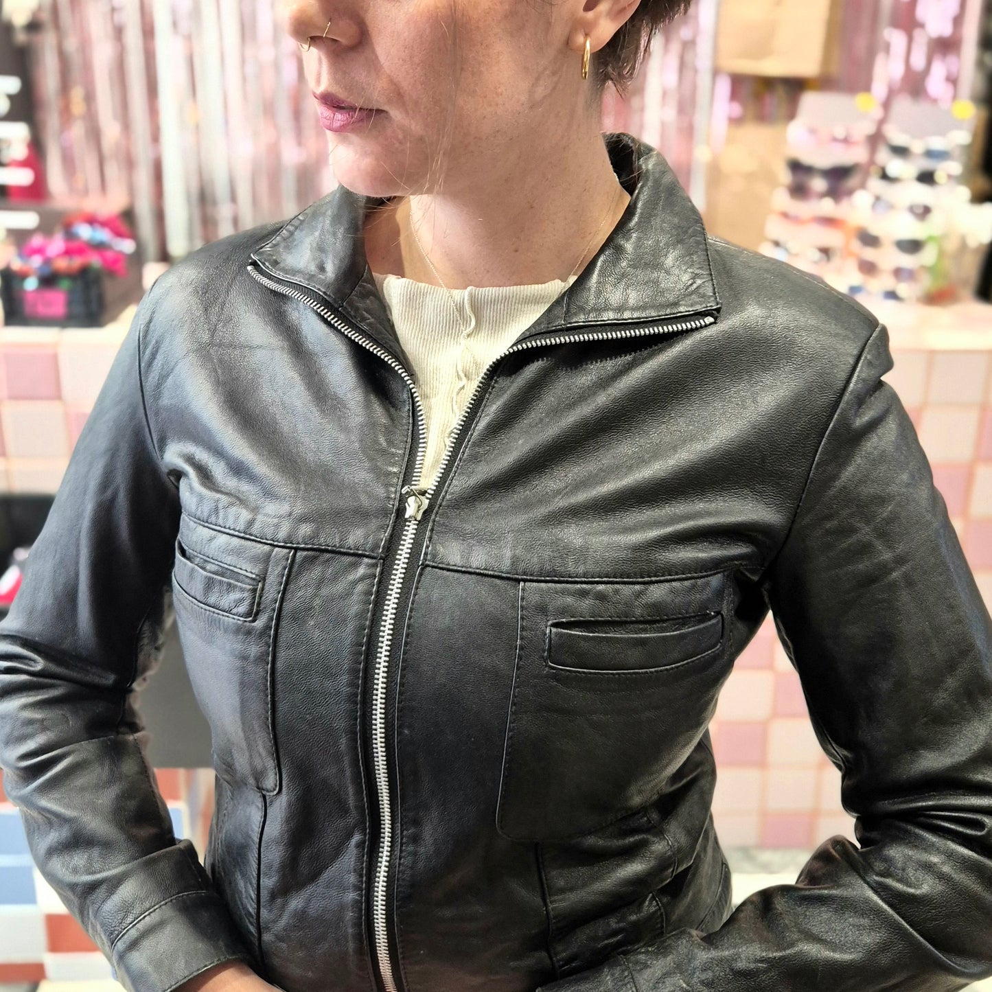 Cropped Leather Jacket