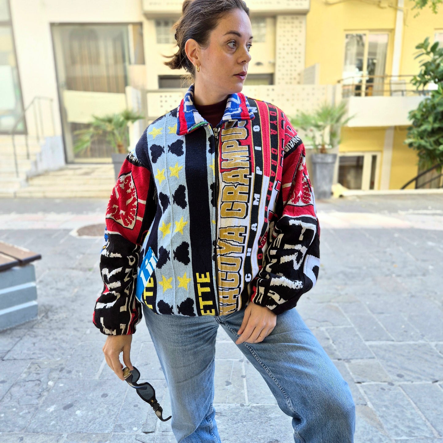 Reworked Sports Scarves Jacket