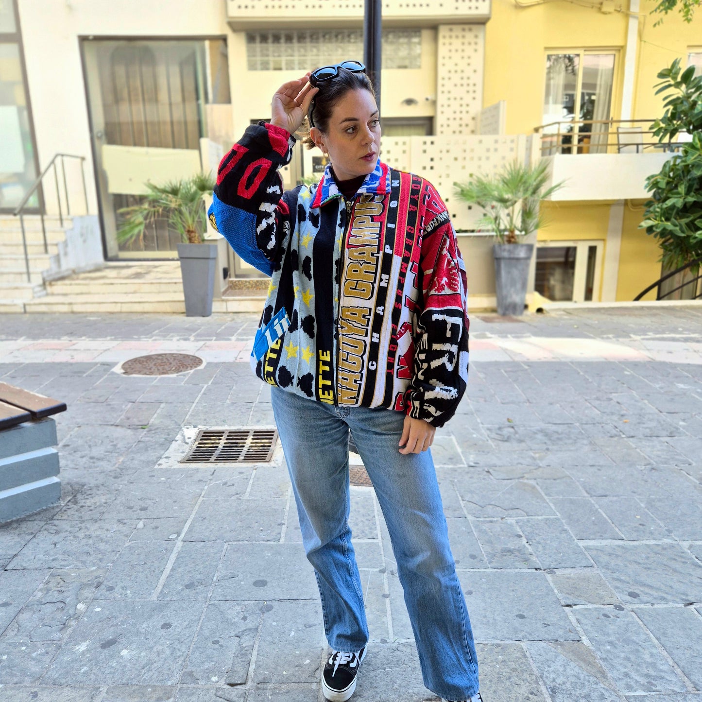 Reworked Sports Scarves Jacket