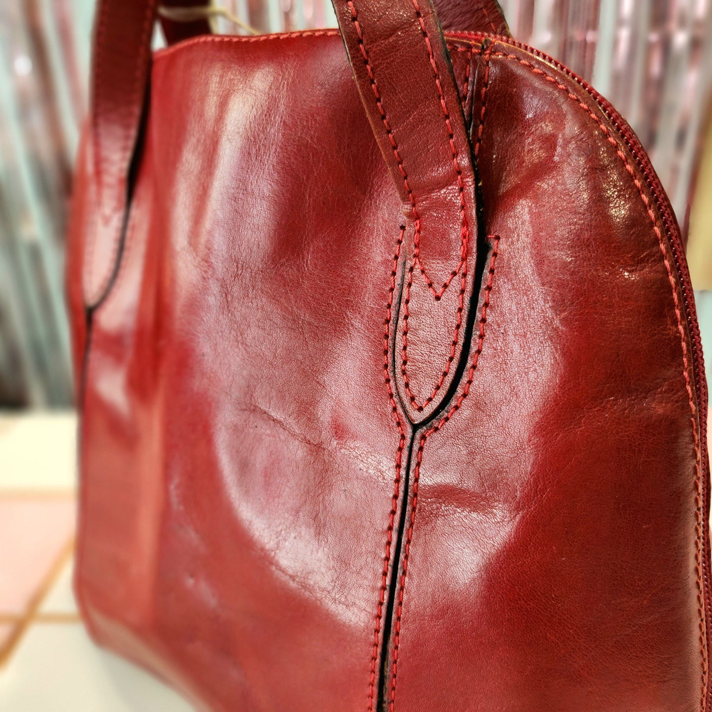 Red Leather Shoulder Bag