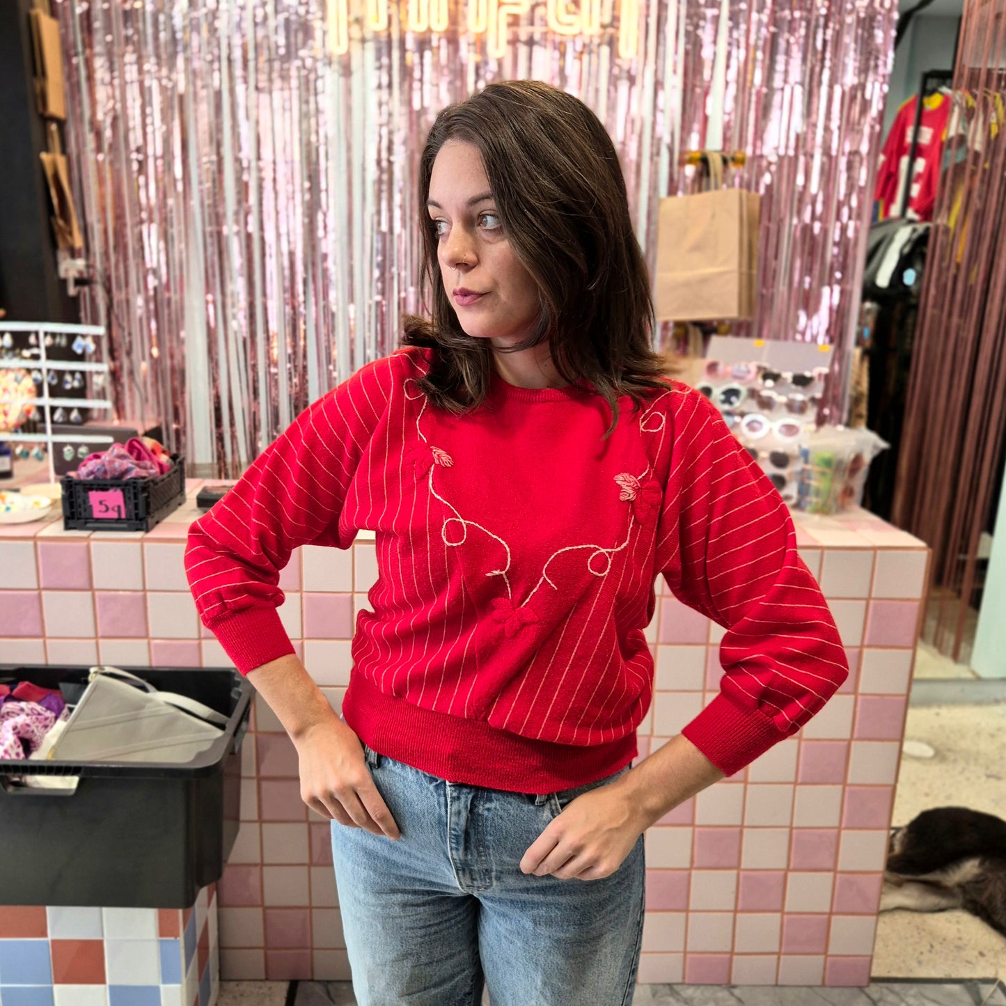 Vintage Red Knitted Top