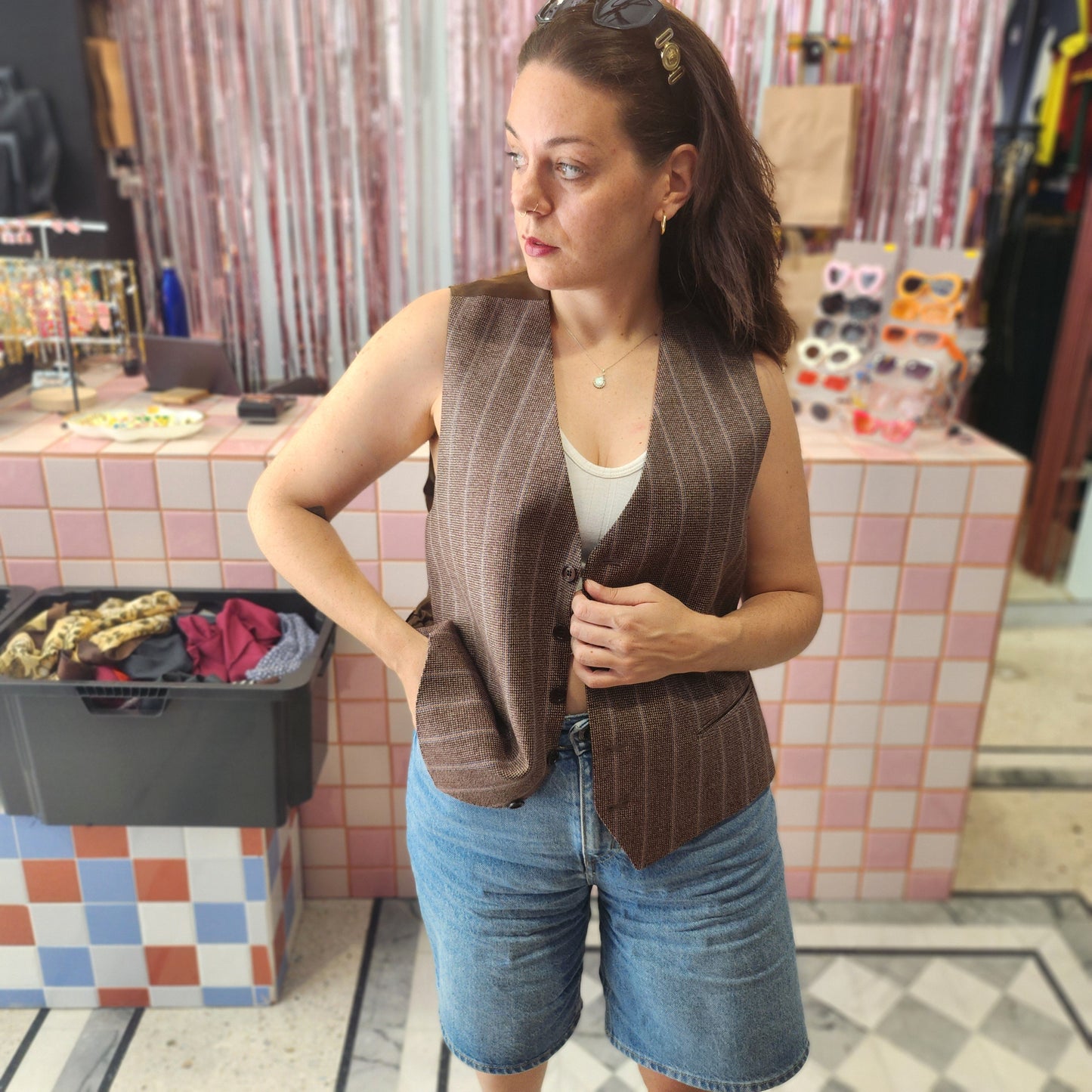 Stripped Brown Vest