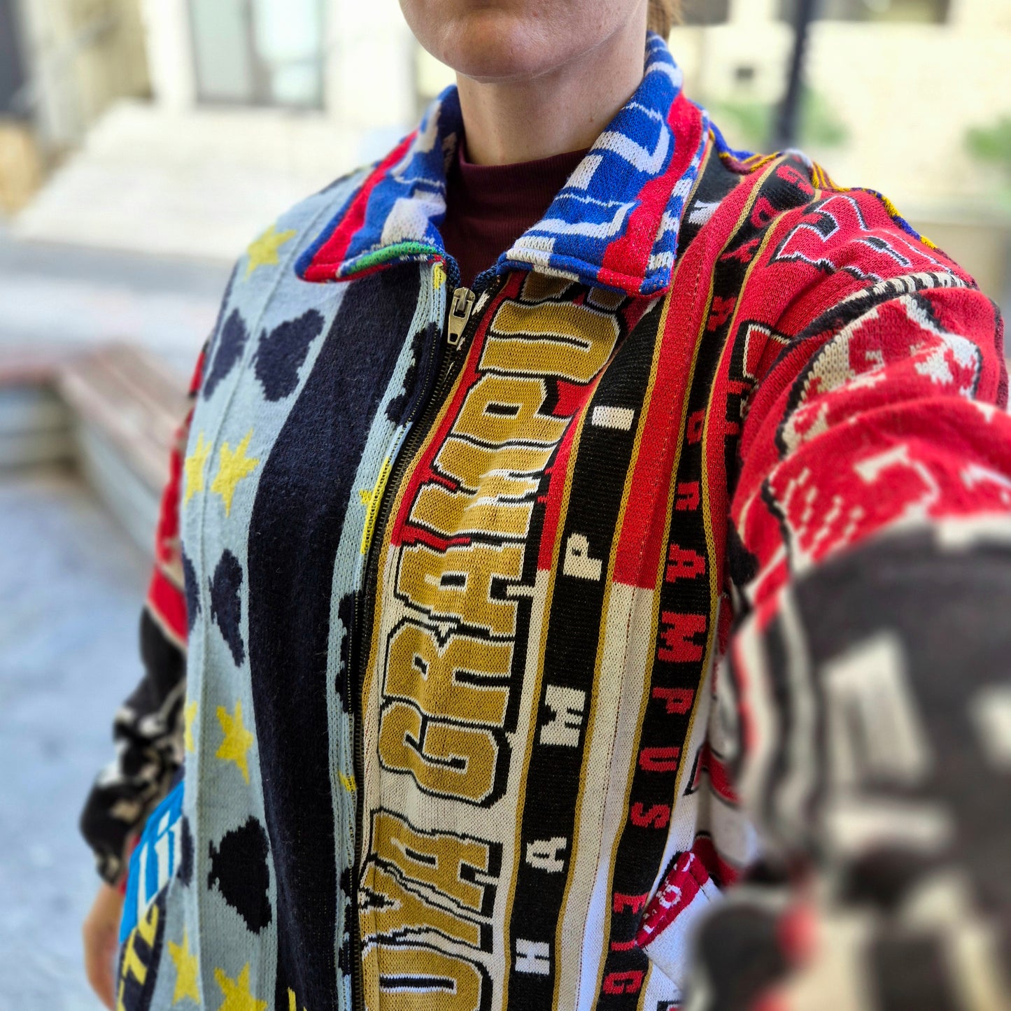 Reworked Sports Scarves Jacket