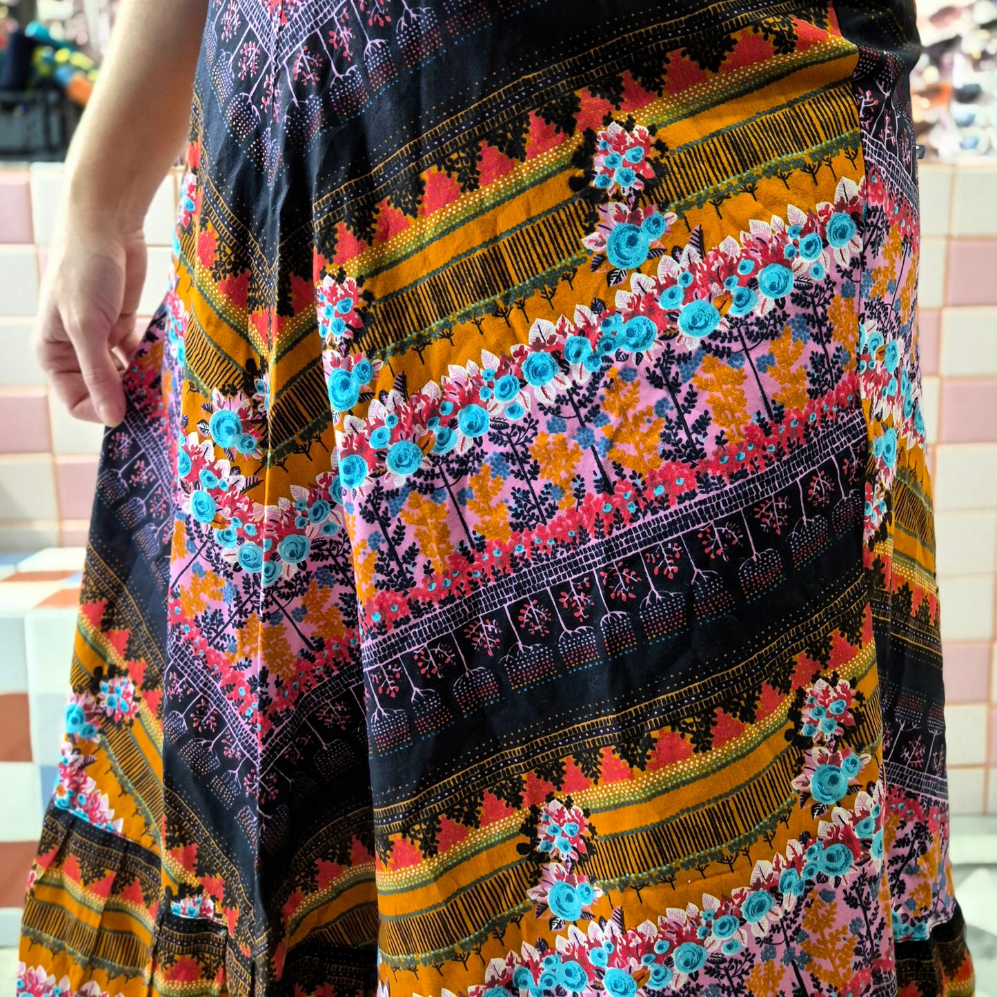 Vintage Patterned Maxi Skirt