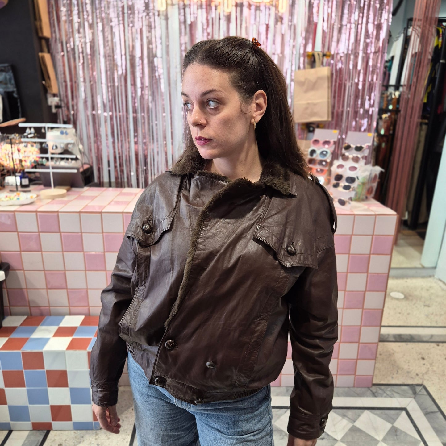 Pilot style Bomber Jacket Leather