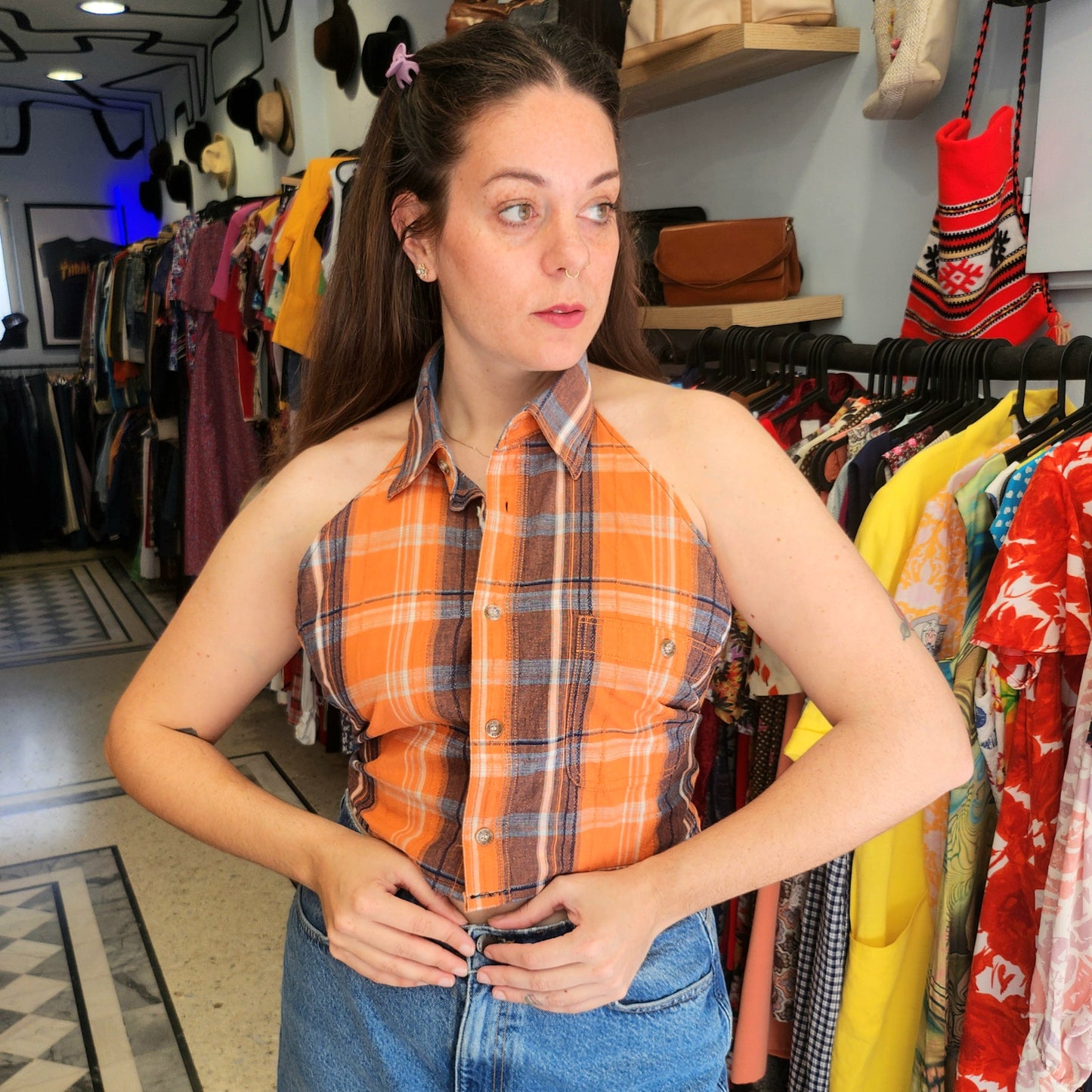Reworked Shirt Top orange
