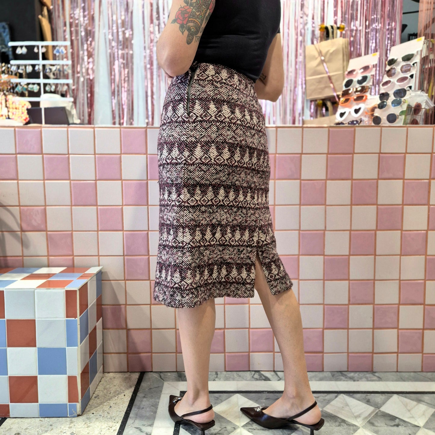 Vintage Wool Midi Skirt