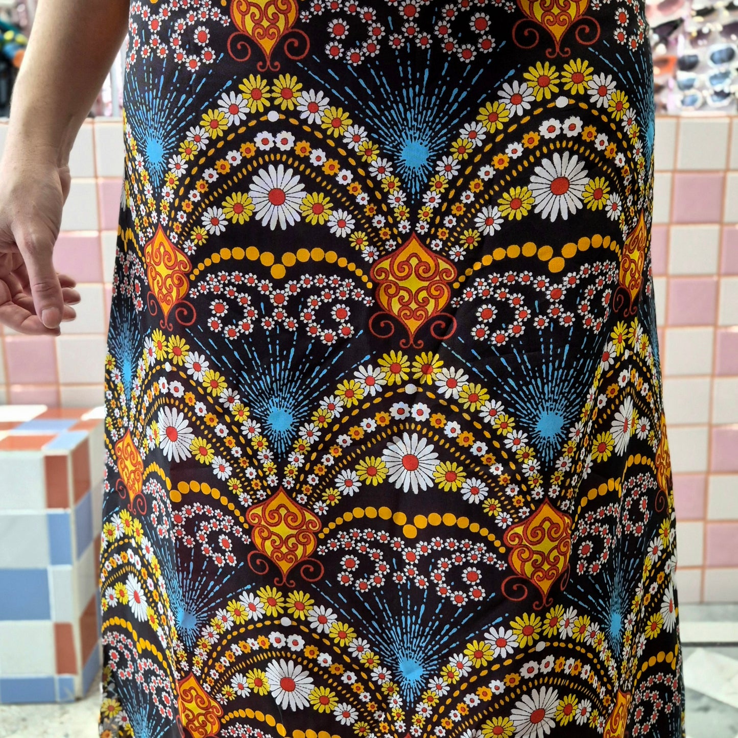 Vintage Patterned Maxi Skirt