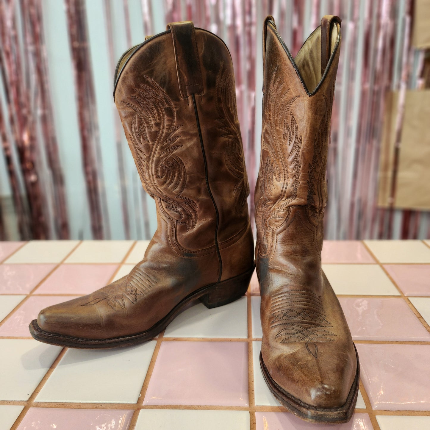 Vintage Leather Cowboy Boots