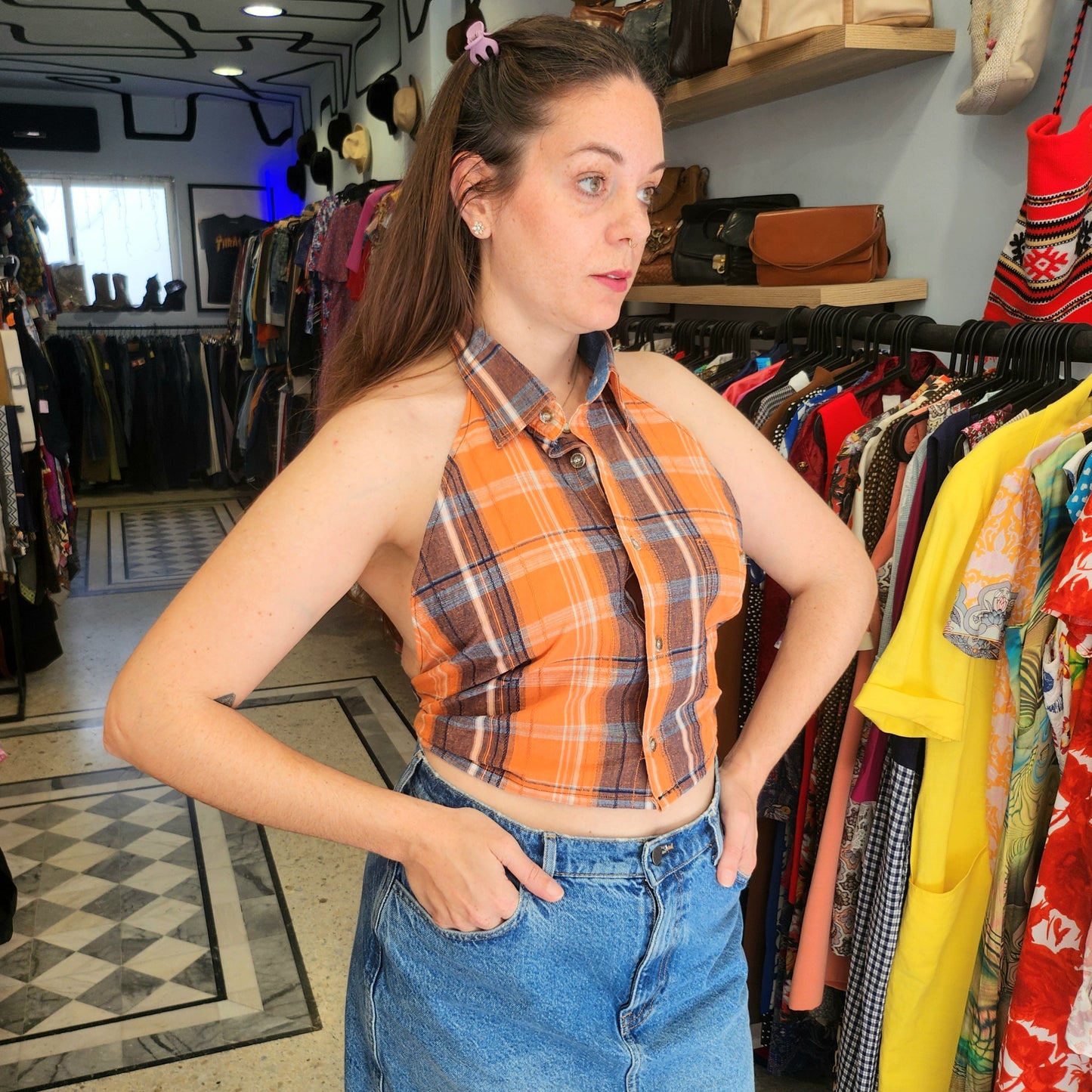 Reworked Shirt Top orange