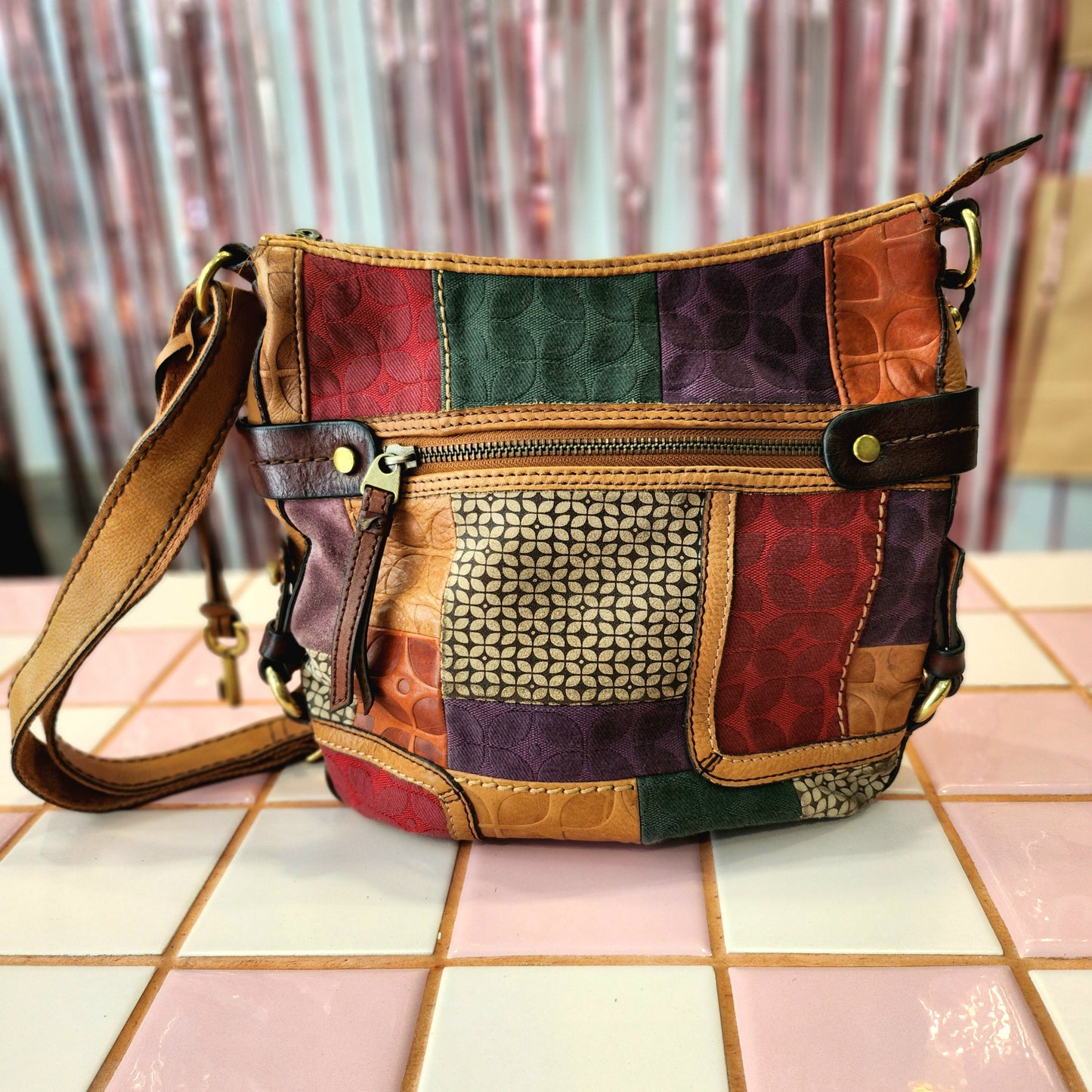 Colorful Leather Crossbody Bag