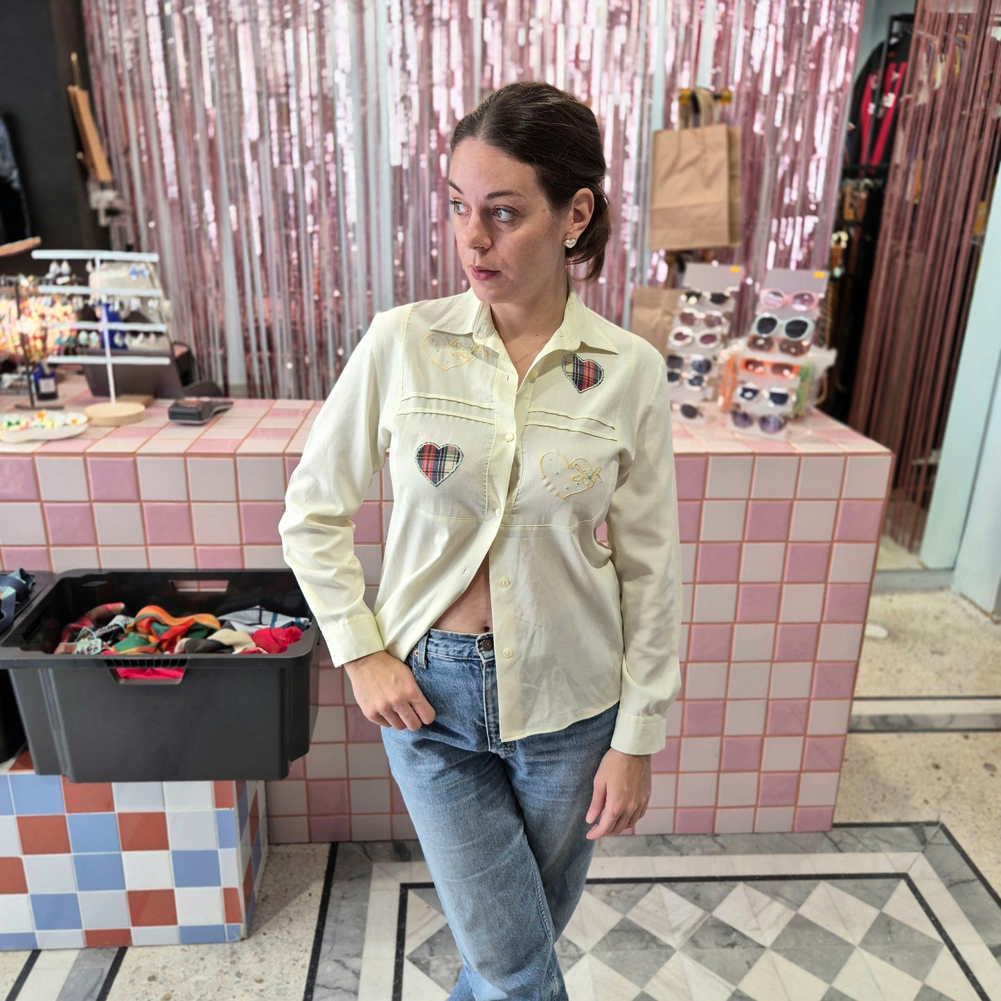 Ribed Shirt with Hearts