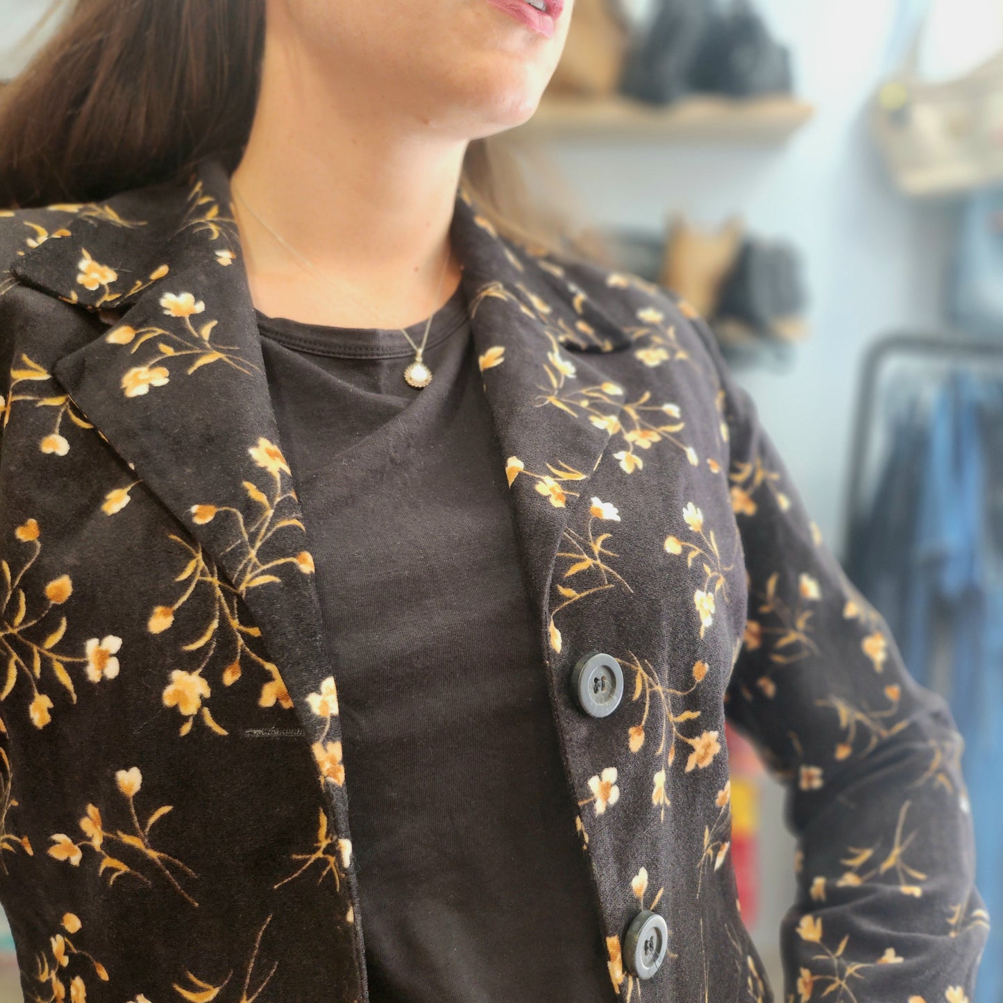 Velvet Floral Blazer