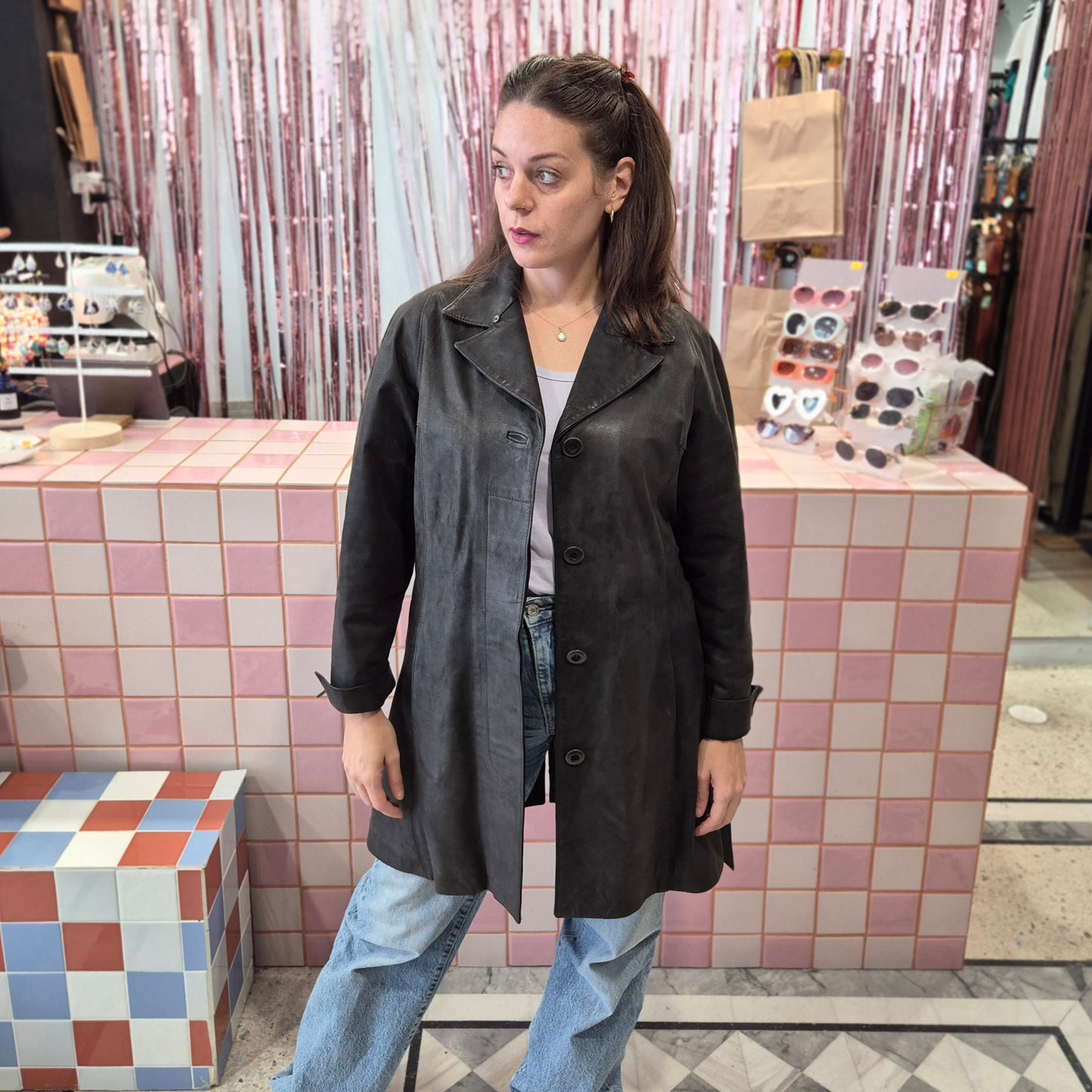 Cute Fitted Leather Coat