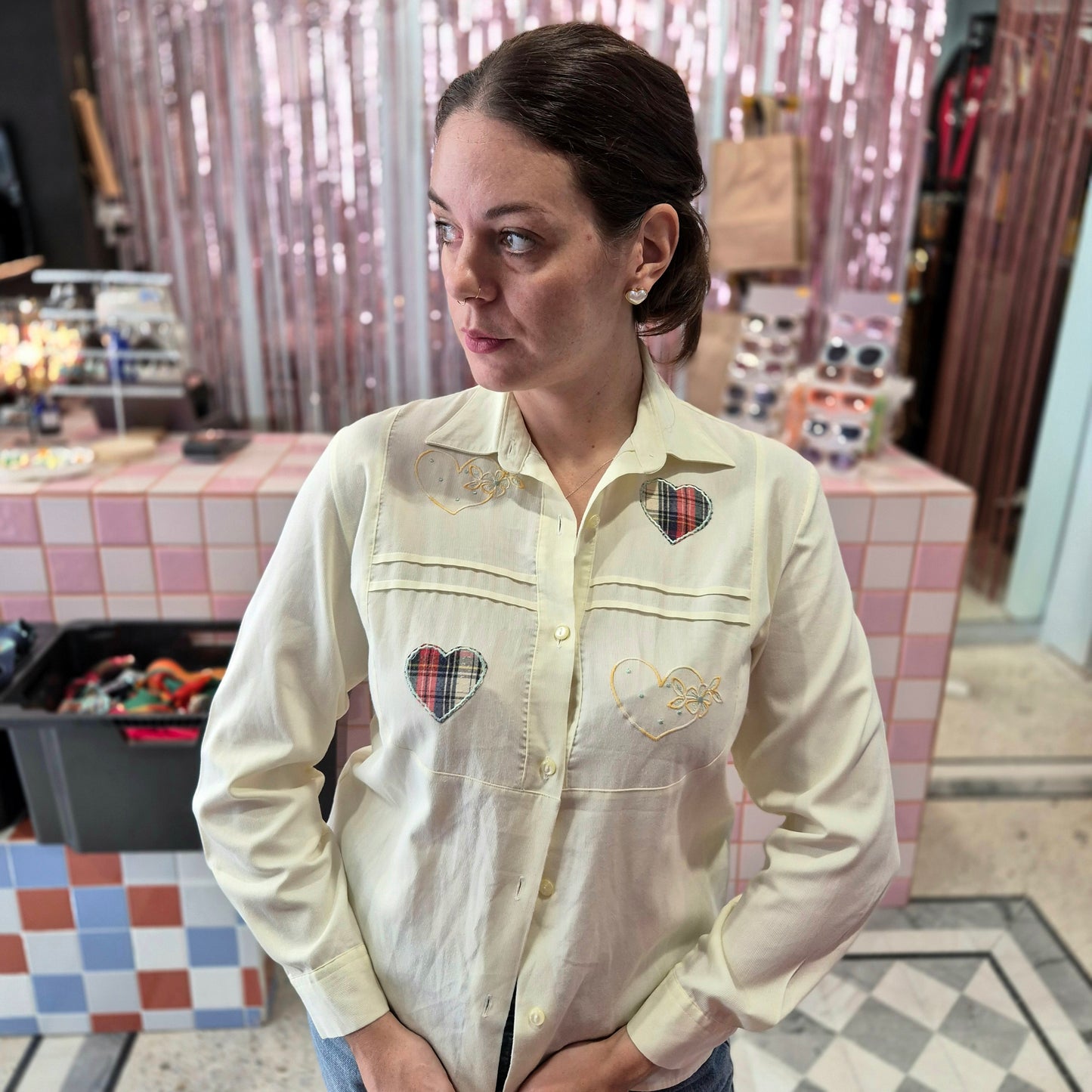 Ribed Shirt with Hearts