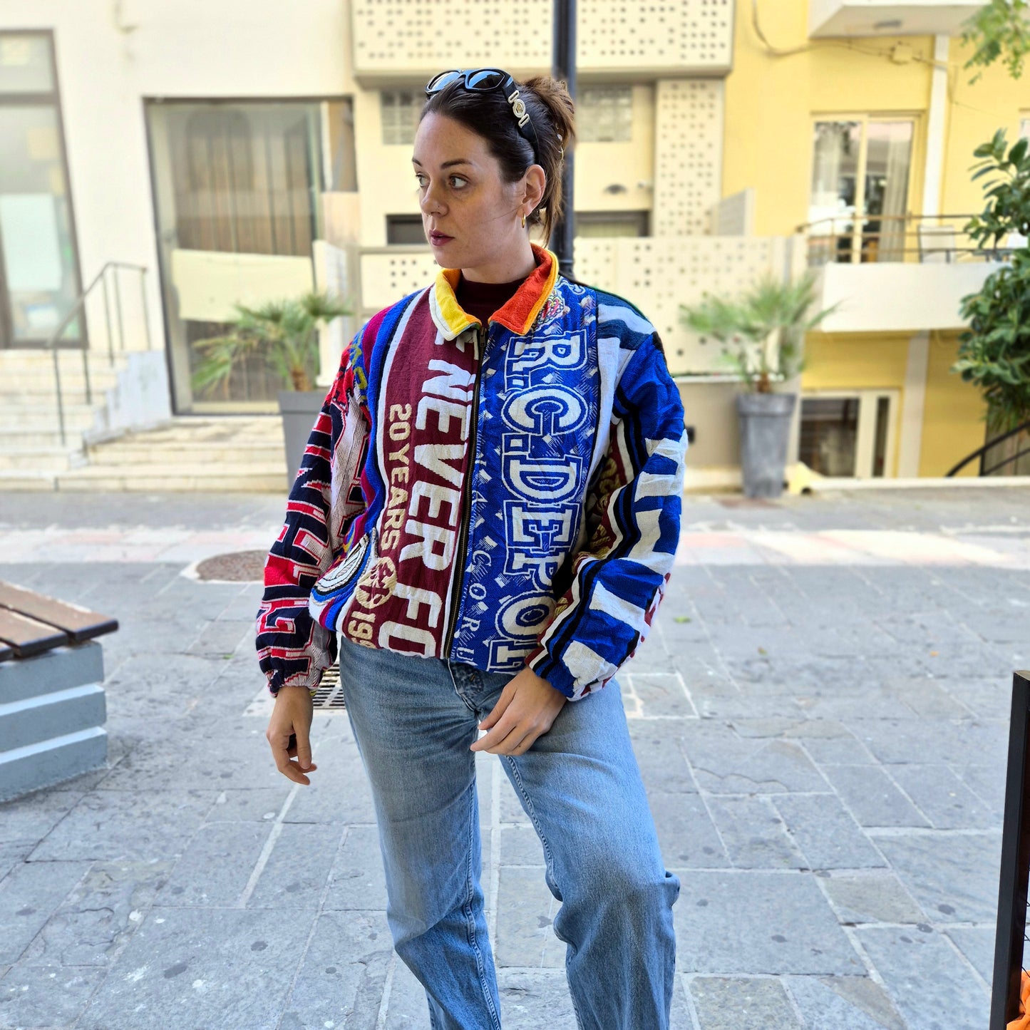 Reworked Sports Scarves Jacket