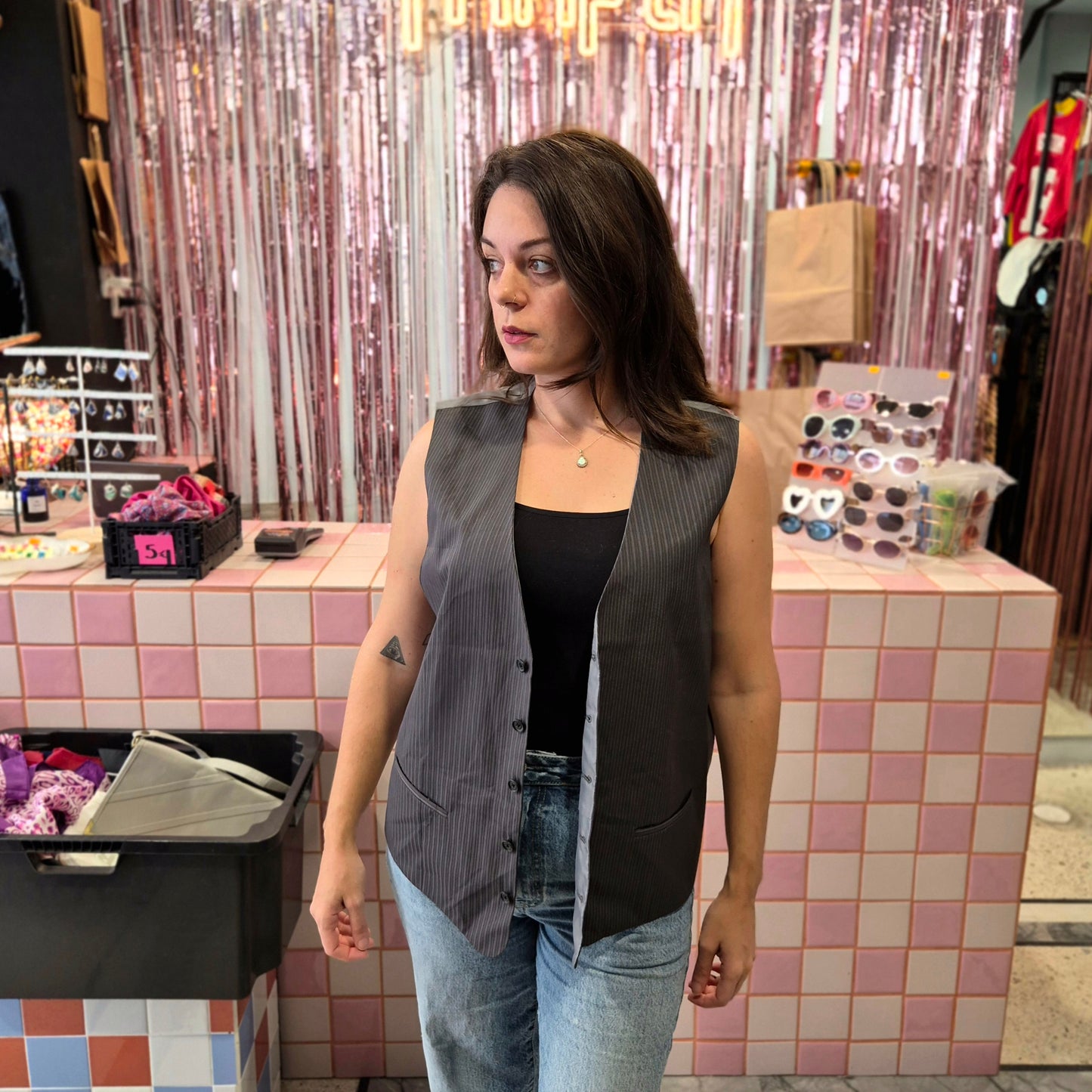 Grey Pinstripe Vest