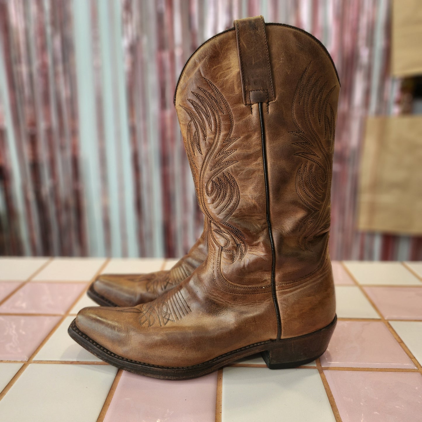 Vintage Leather Cowboy Boots