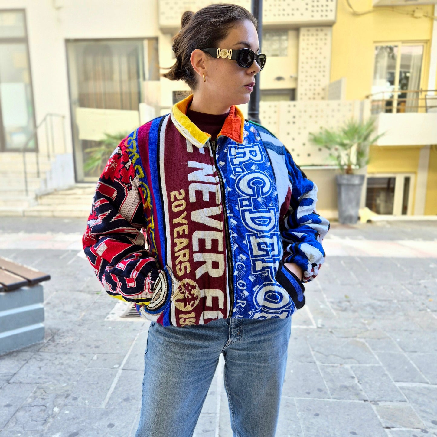 Reworked Sports Scarves Jacket