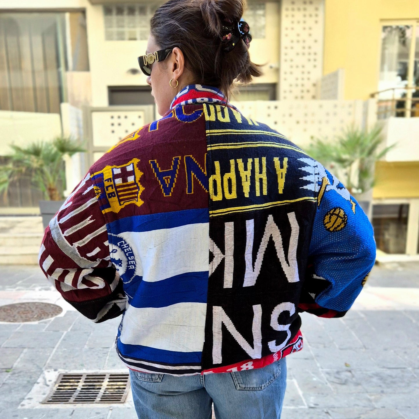 Reworked Sports Scarves Jacket