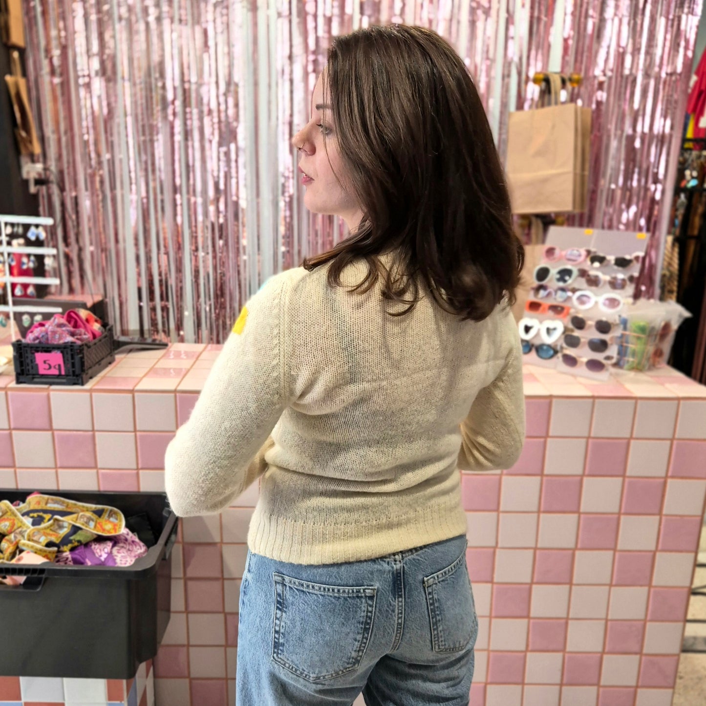 Vintage Knitted Top with Flowers