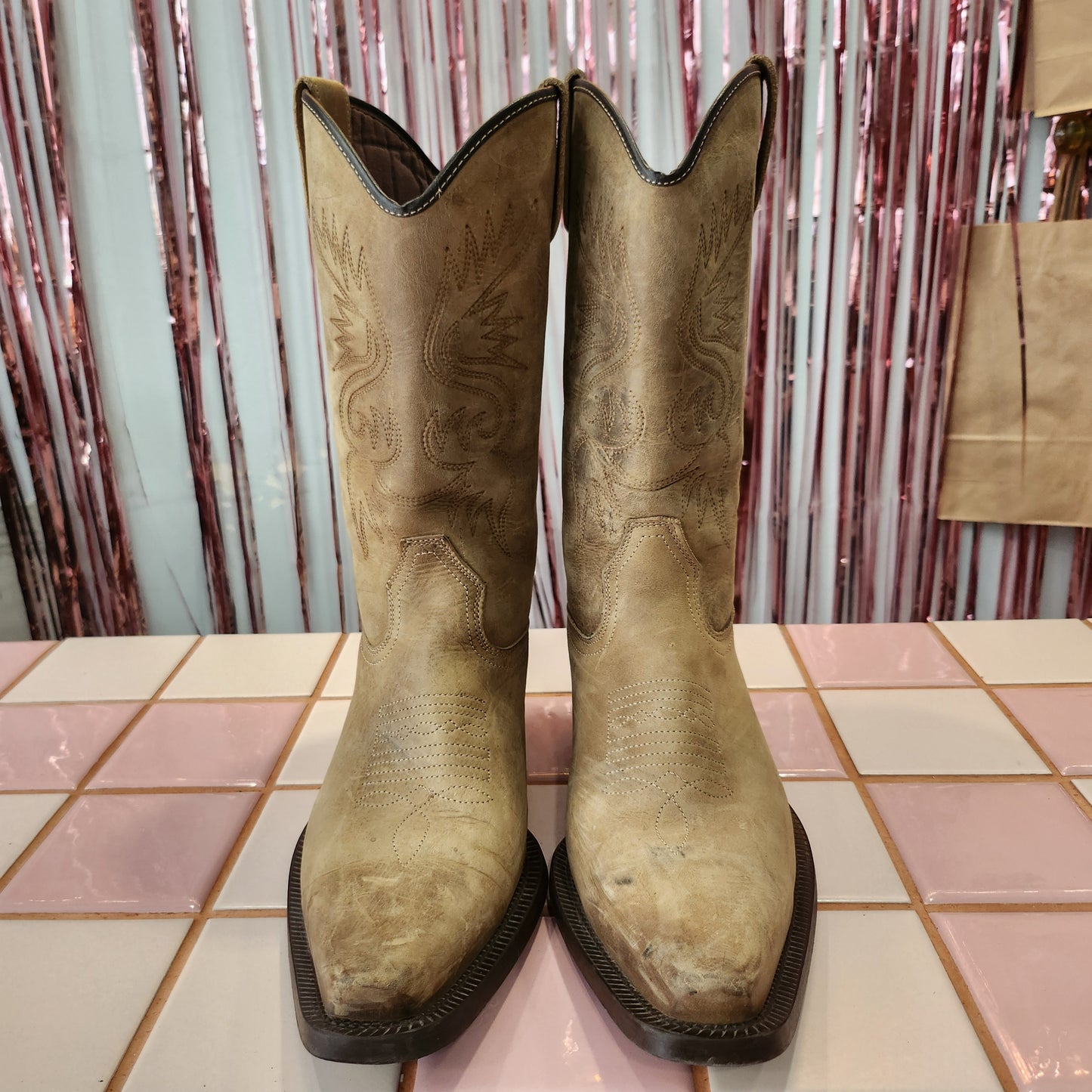 Mens Leather Cowboy Boots