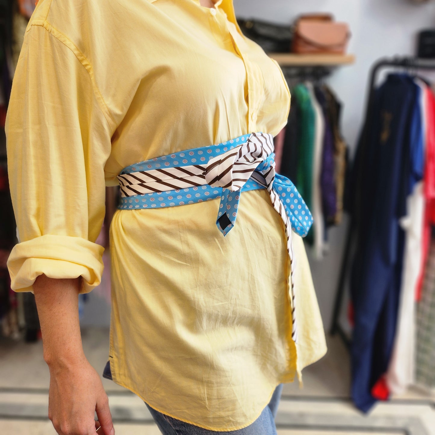 Reworked Tie Belt baby blue