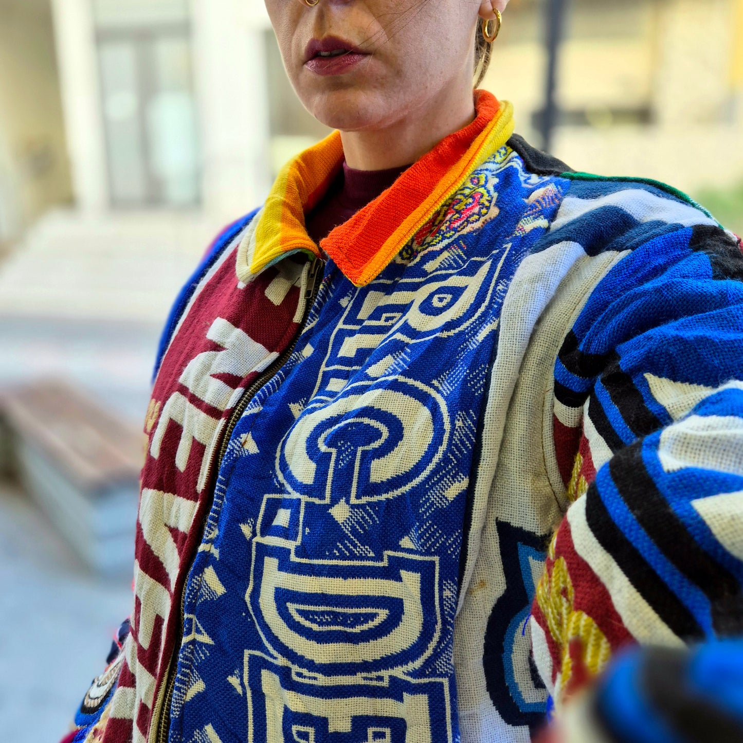 Reworked Sports Scarves Jacket