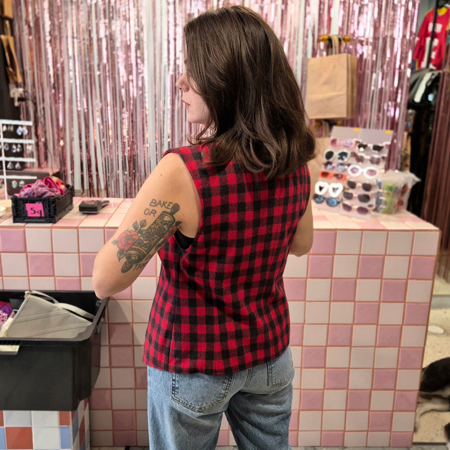Checkered Felt Vest