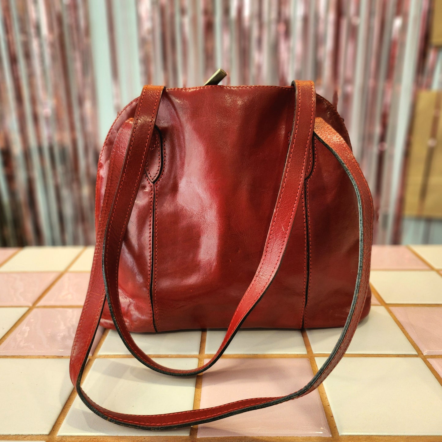 Red Leather Shoulder Bag