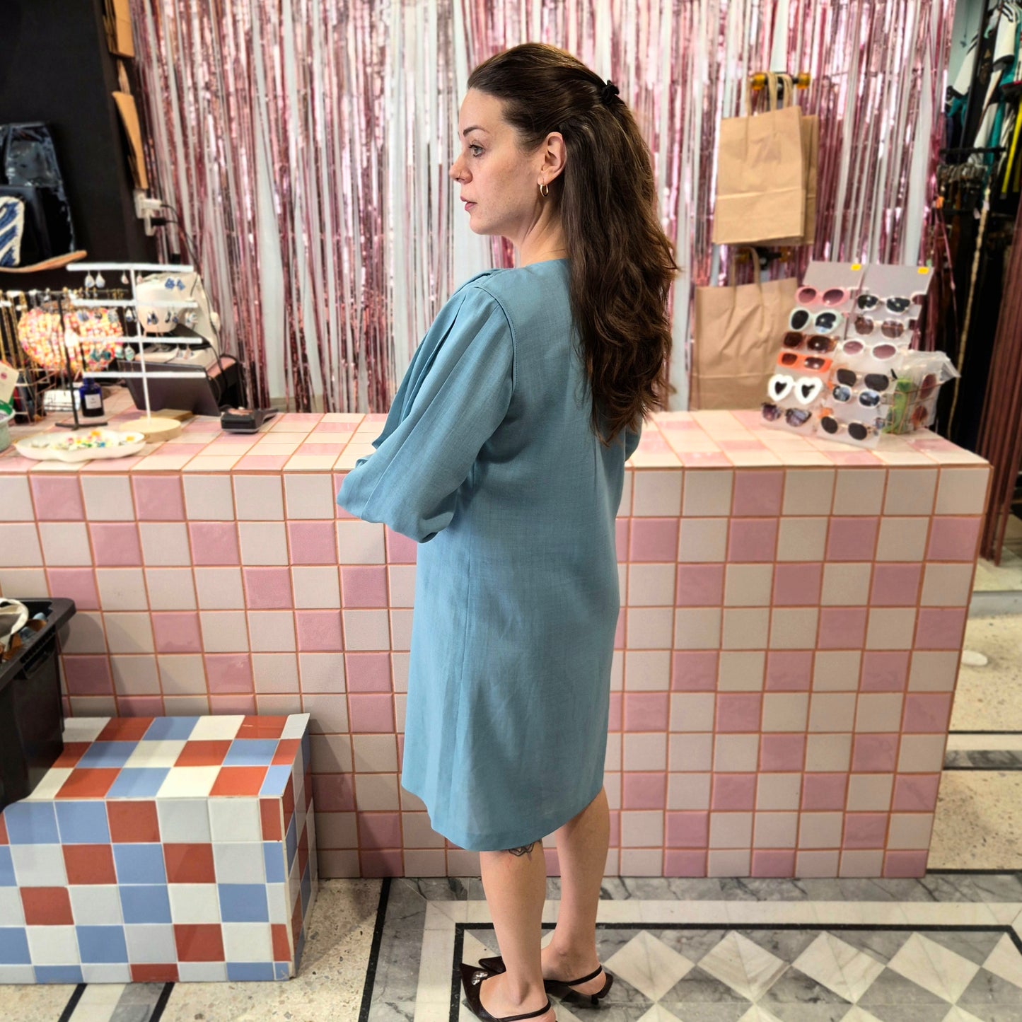 Gorgeous Vintage Dress with Puffy Sleeves