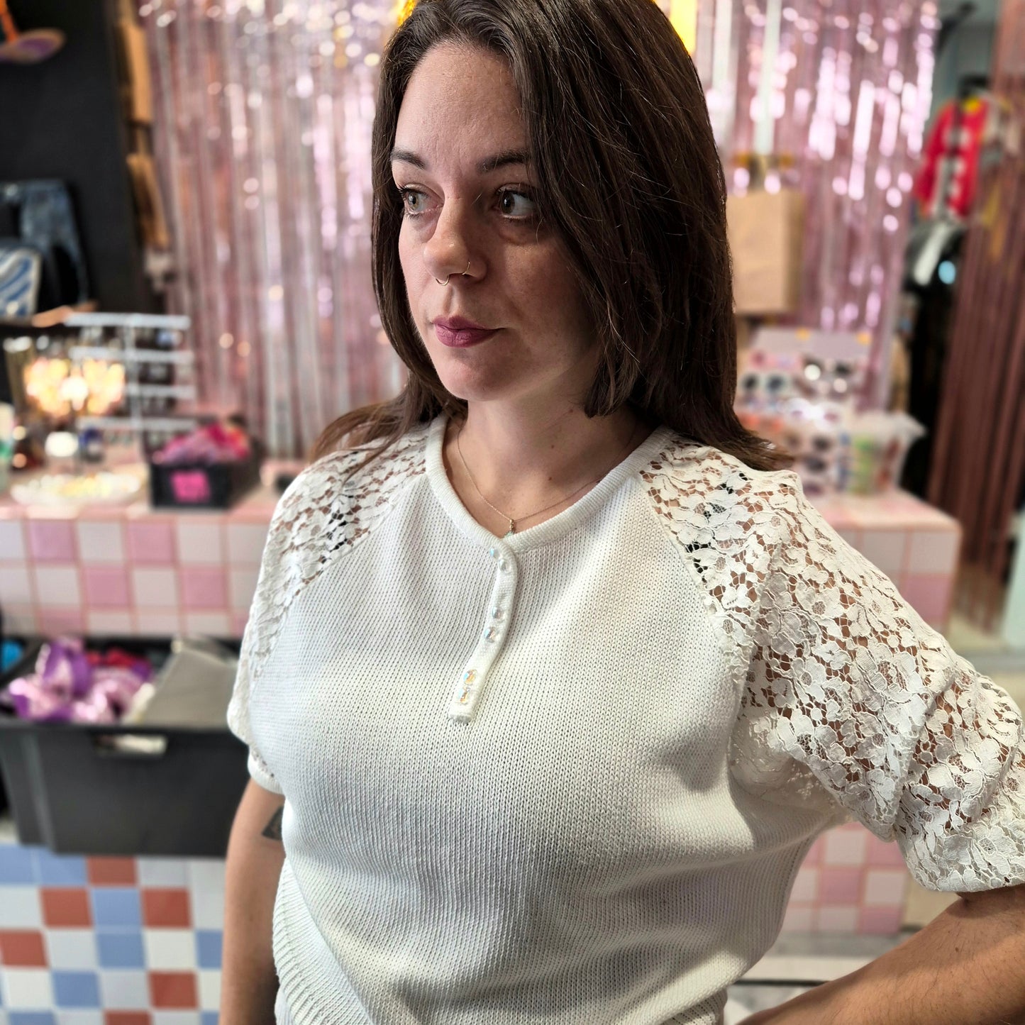 Vintage Short Sleeved Knitted Top