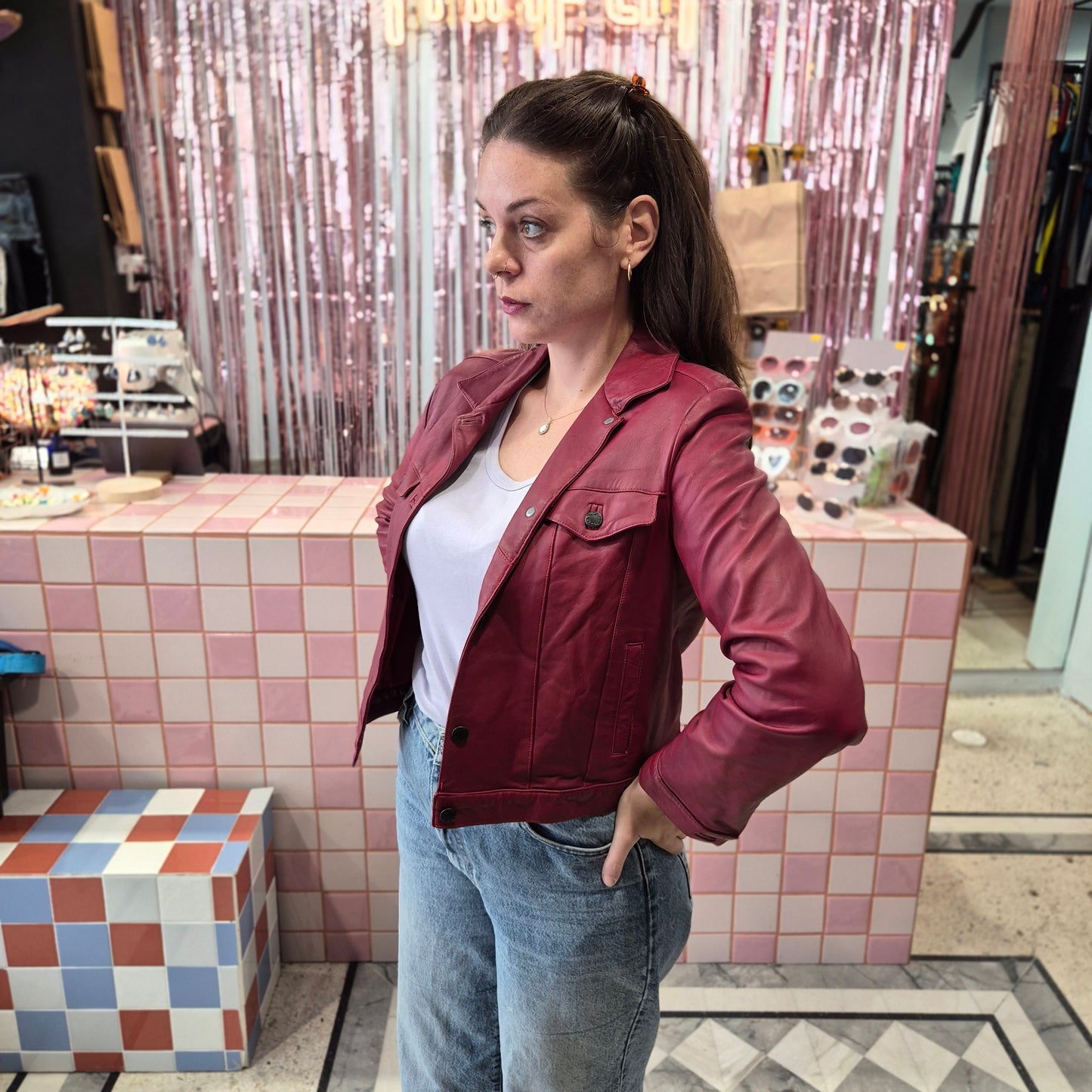 Cropped Burgundy Jacket