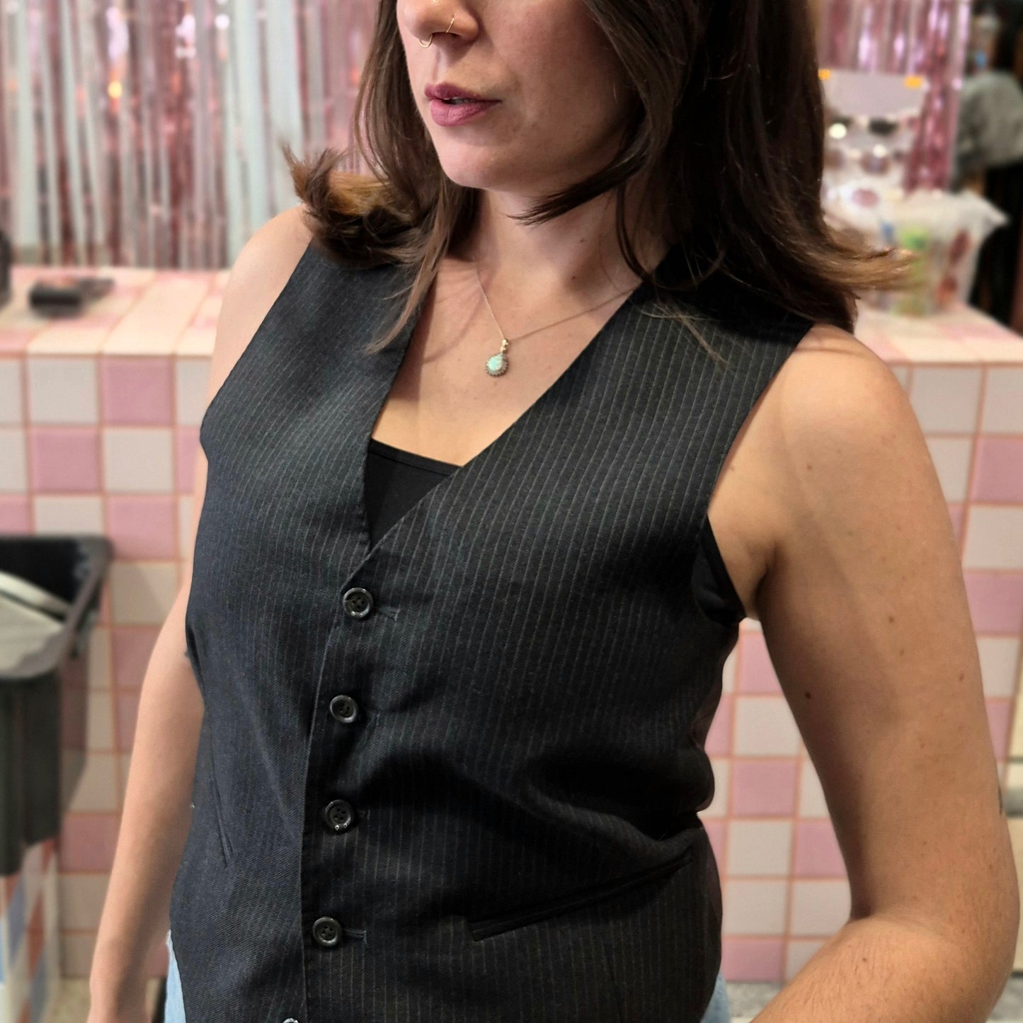 Black Pinstripe Vest