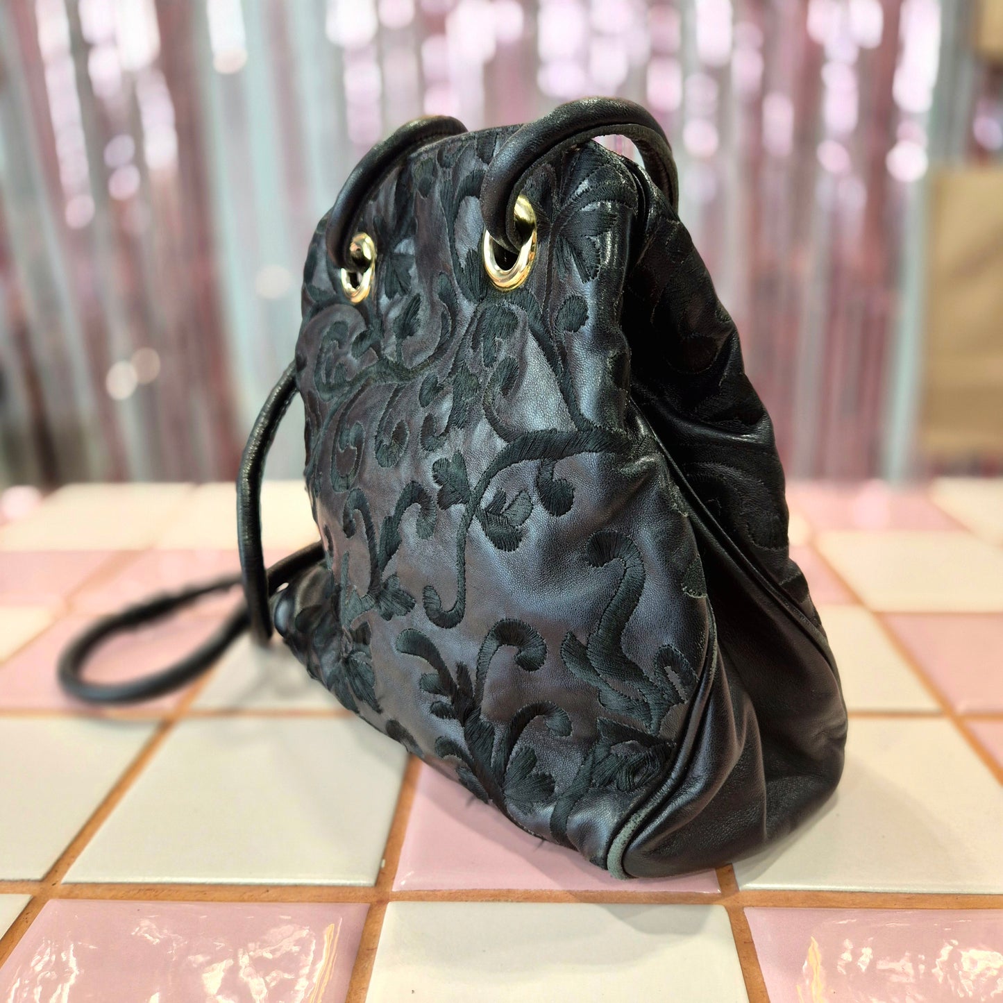 Vintage Embroidered Leather Bag