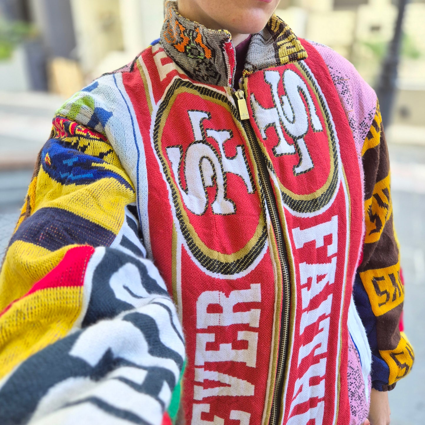 Reworked Sports Scarves Jacket