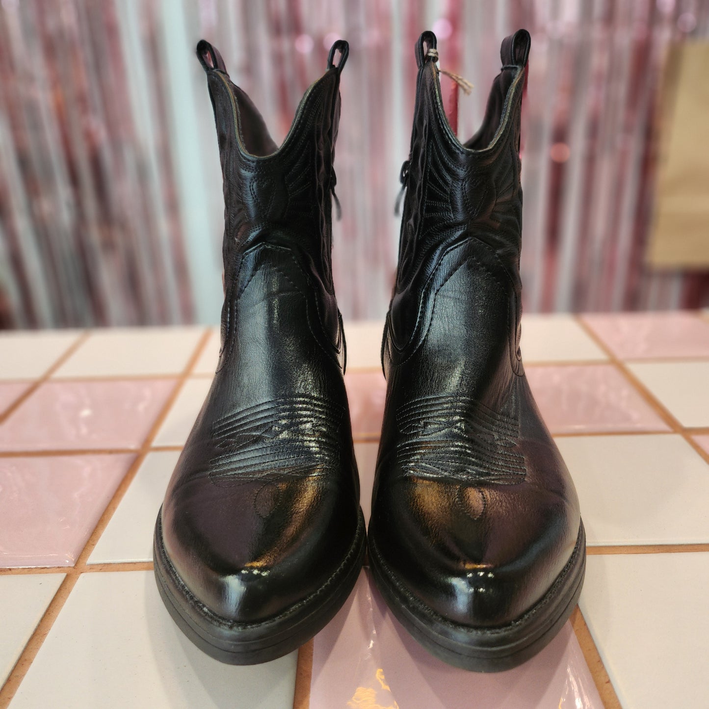 Black Leather half Boot