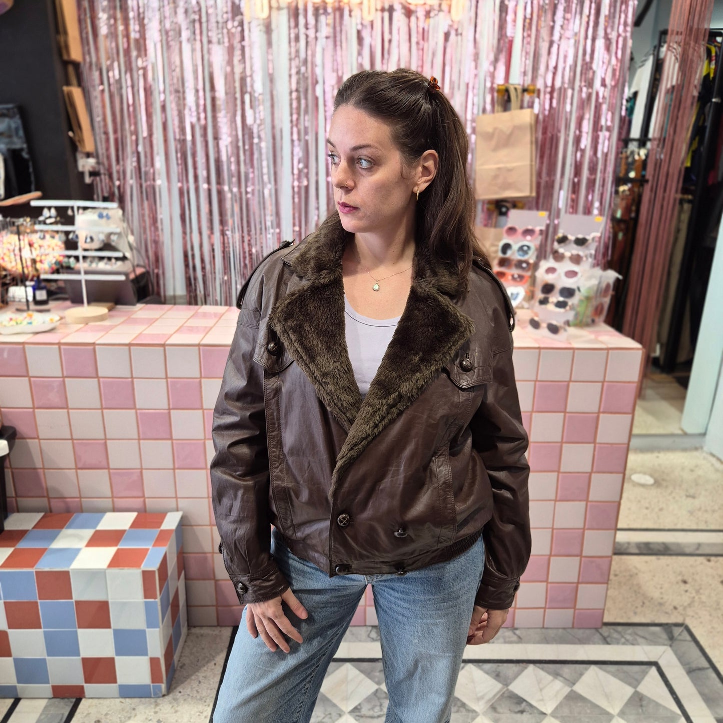 Pilot style Bomber Jacket Leather
