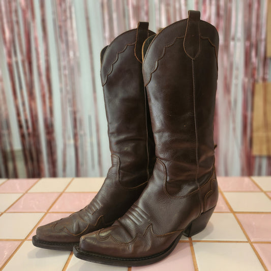 Brown Detailed Cowboy Boots
