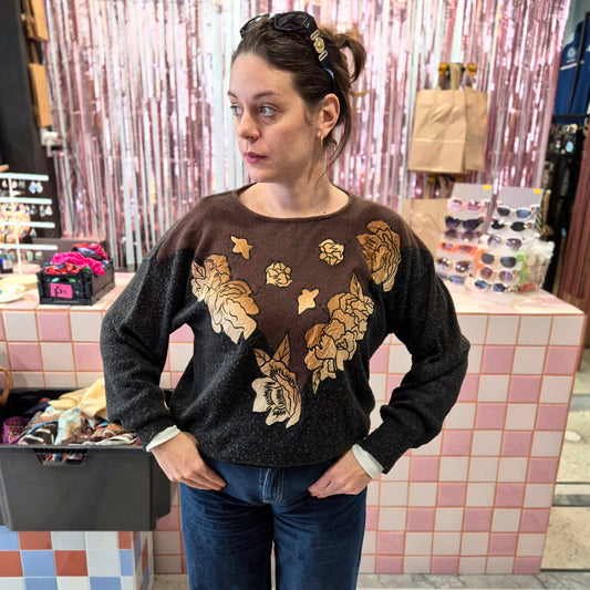 Vintage Floral Knitted Top