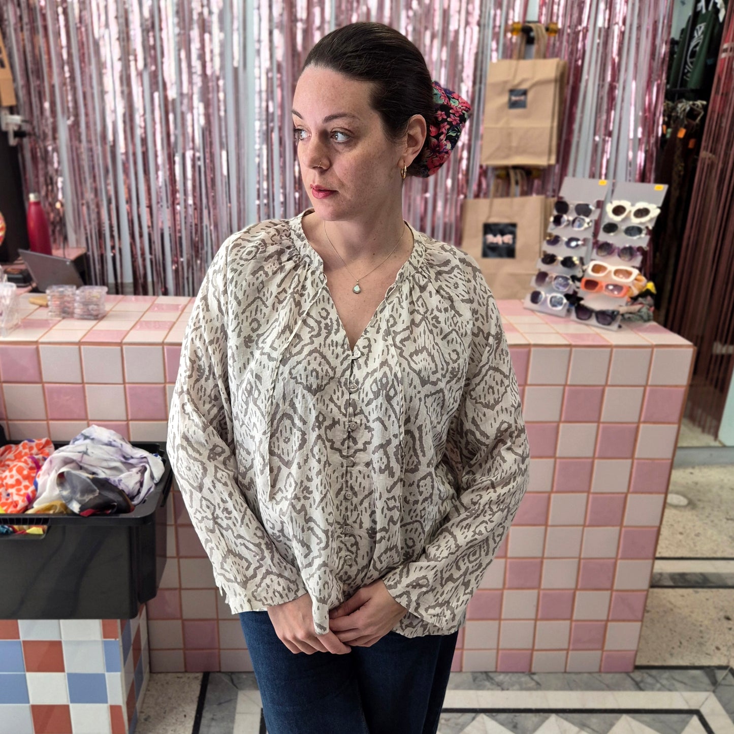 Linen Flowy Top