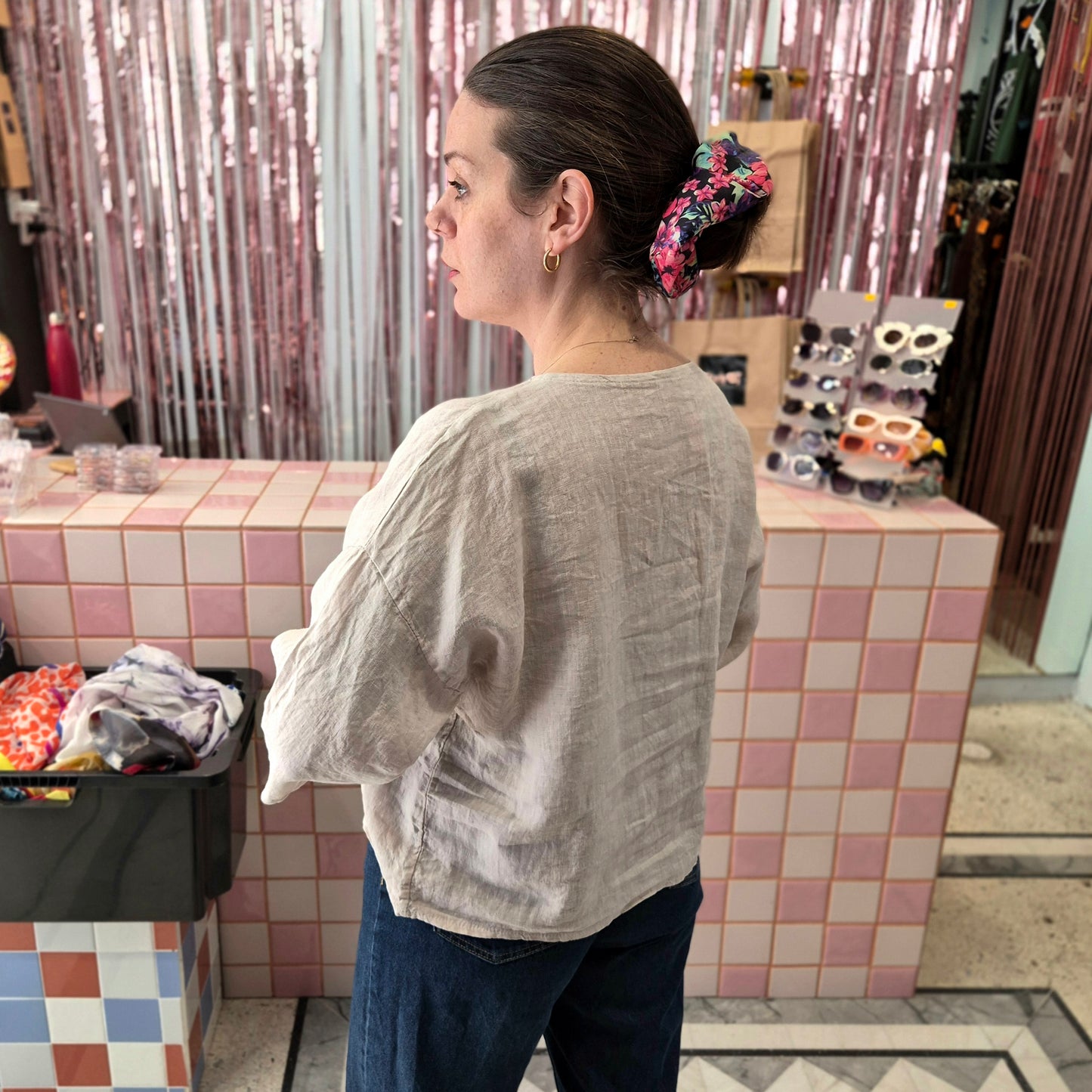 Linen Mix Cropped Top