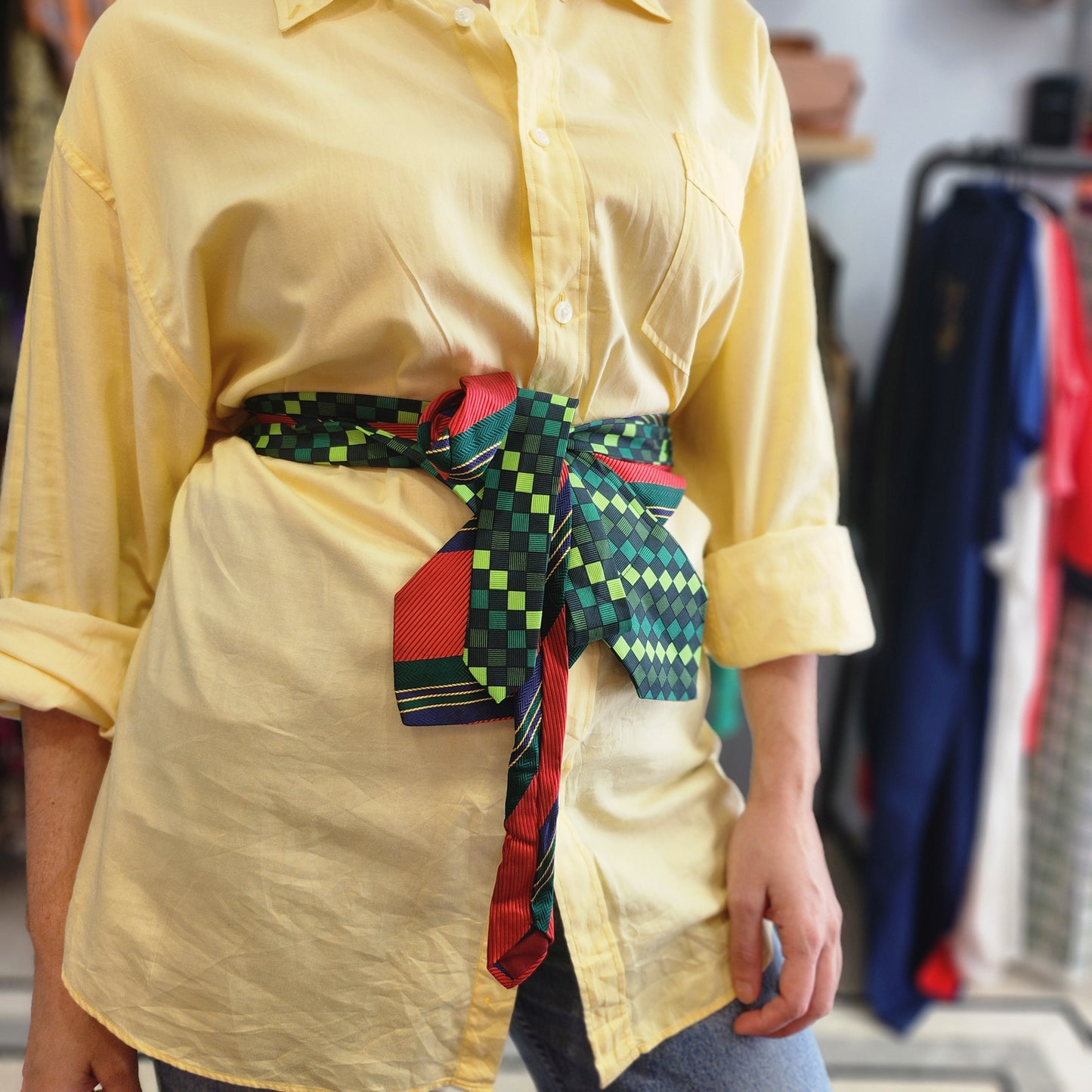 Reworked Tie Belt green-red